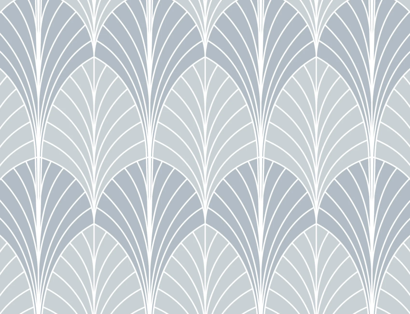 Grijs Art Deco Palmblad Patroon Behang