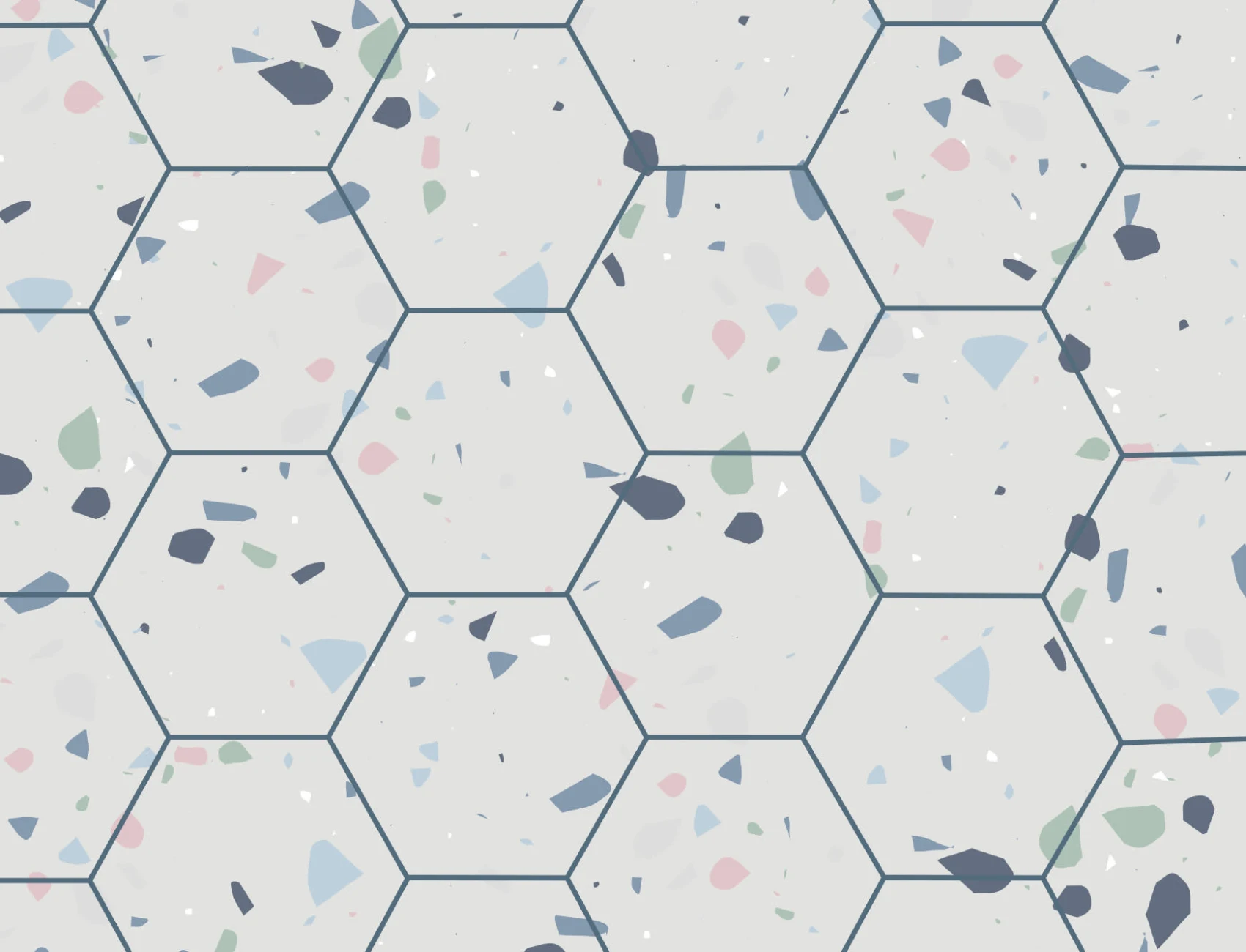 Hexagon Tile Terrazzo Pattern Wallpaper Mural