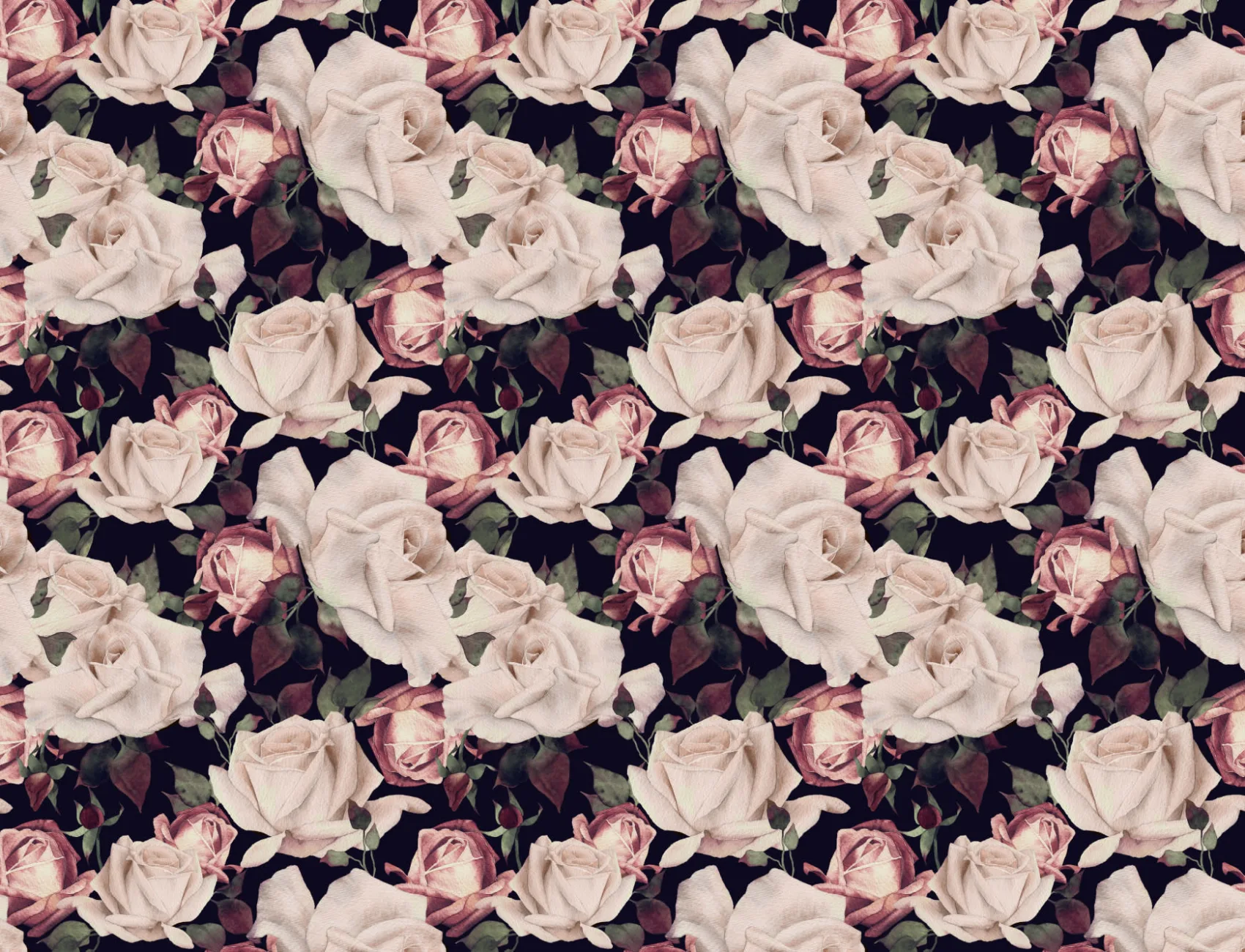 Pink Watercolor Dark Floral Wallpaper Mural