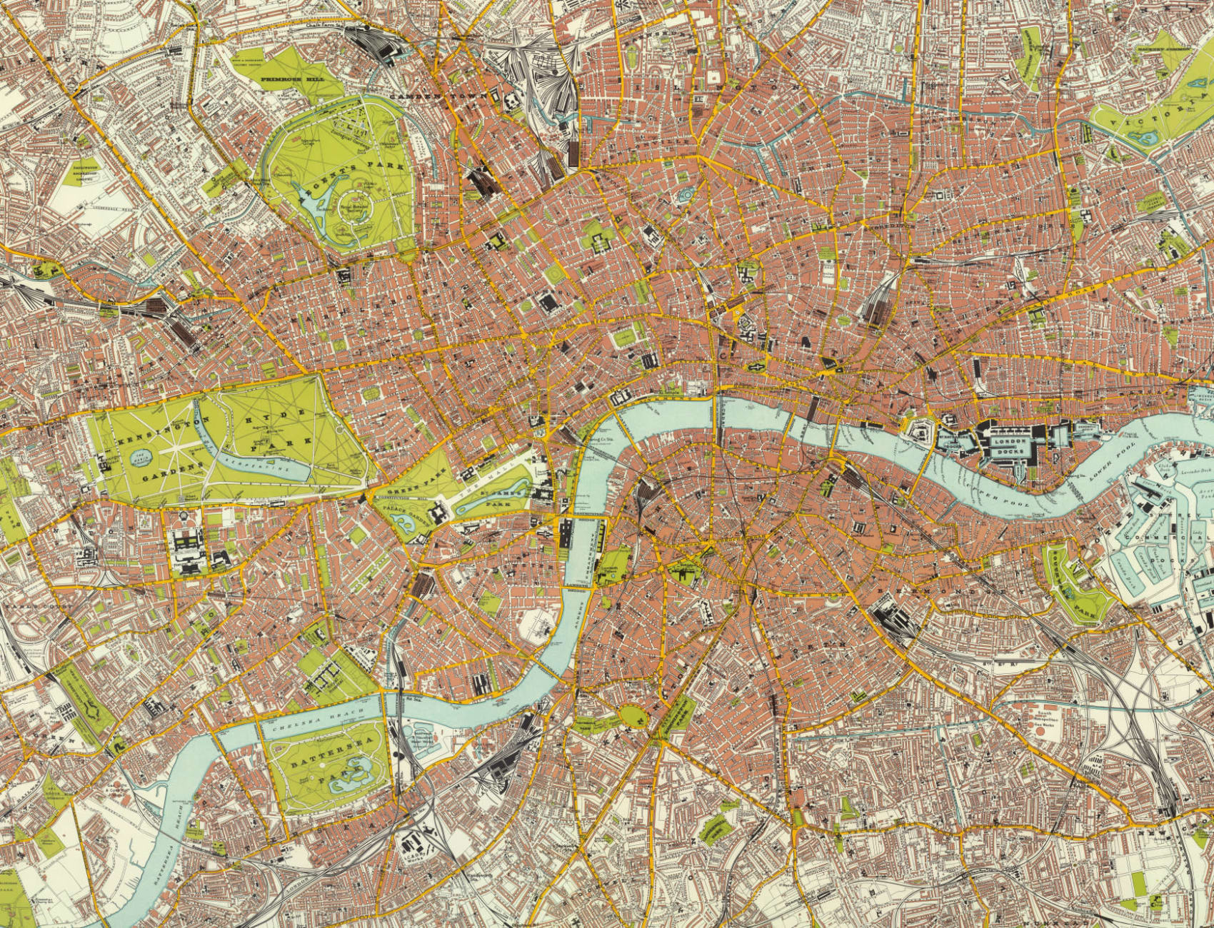 Londra Vintage Road Map Wallpaper Mural