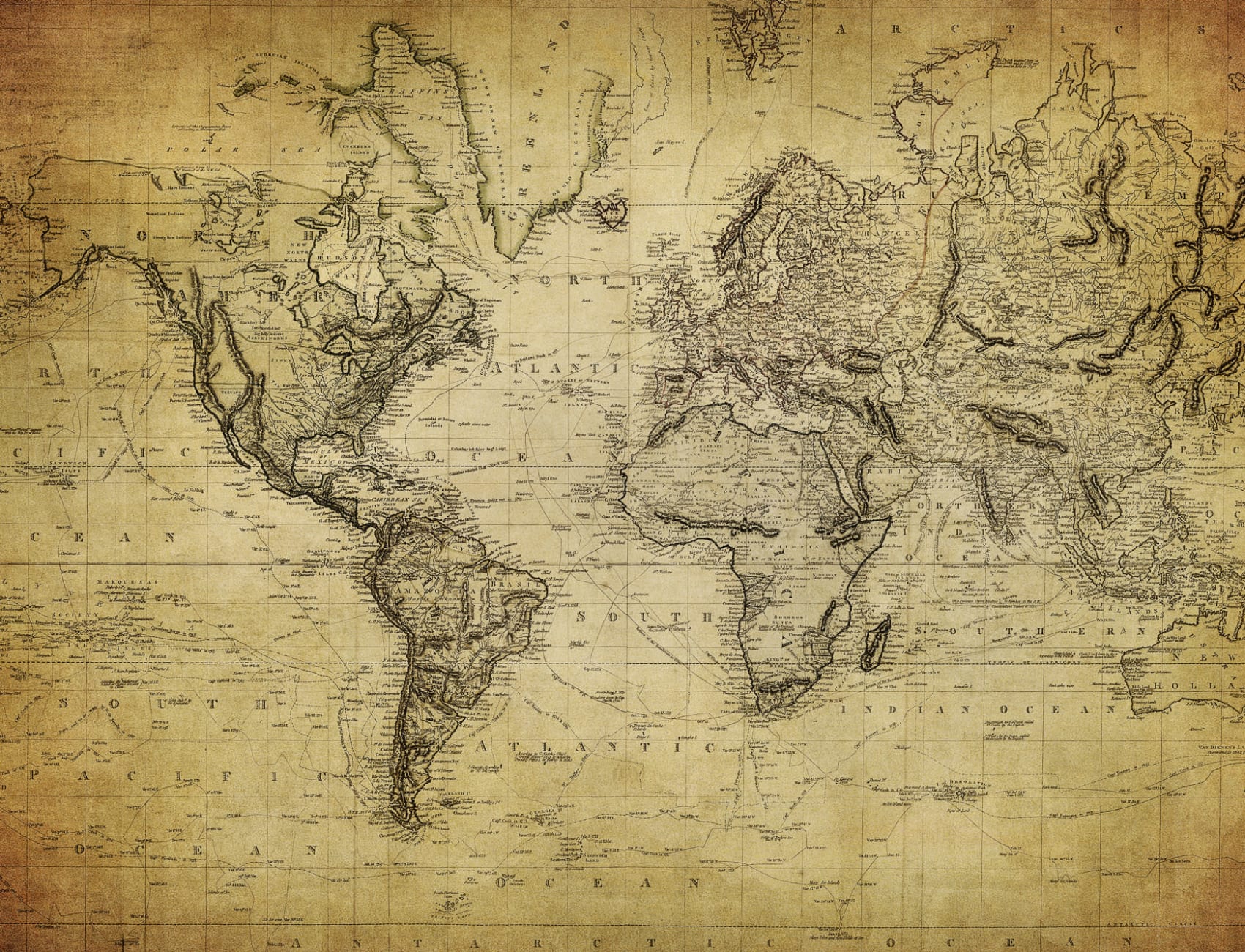 Mapa envelhecido antigo Papel de parede mural