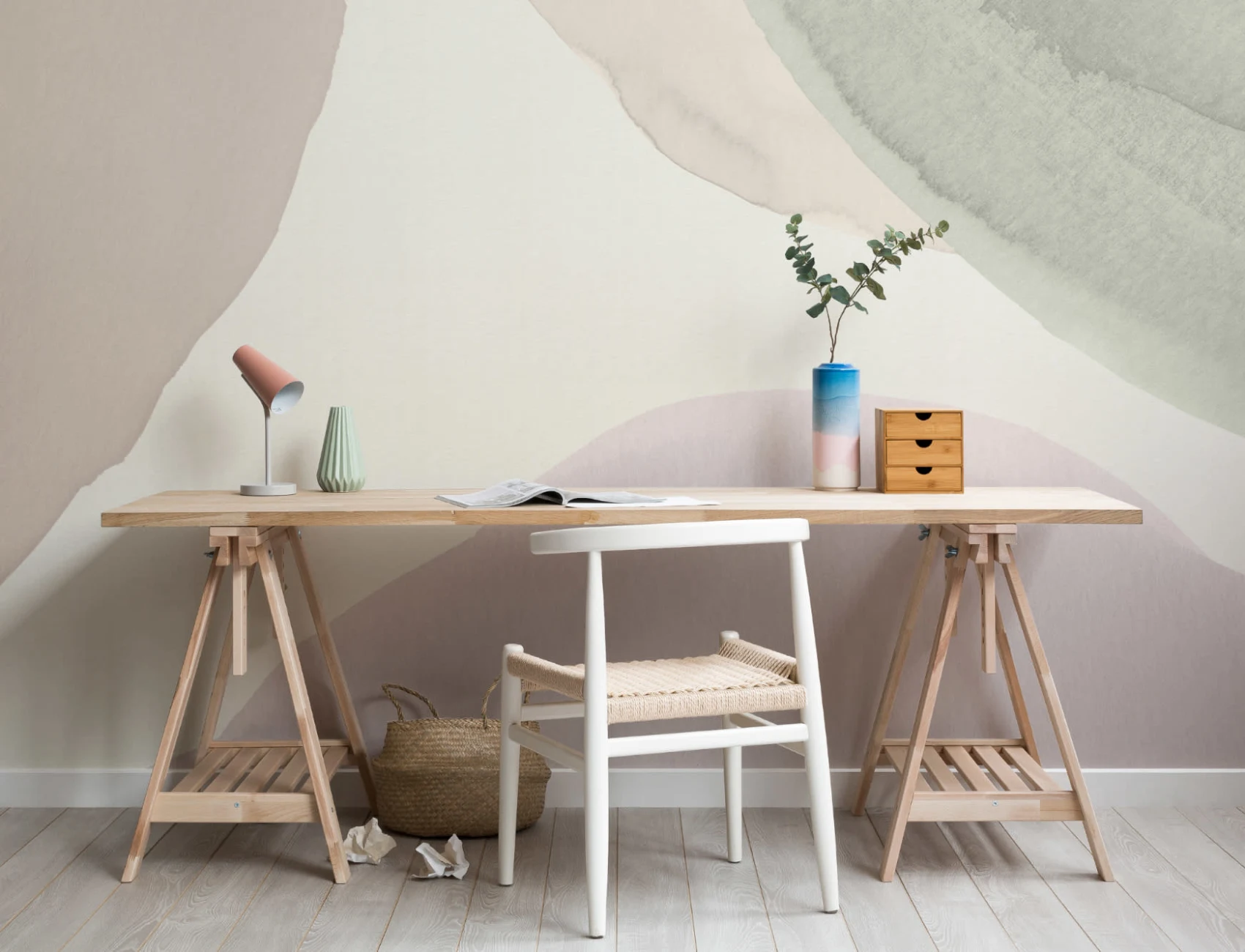 Formas de aguarela calmantes Mural de papel de parede abstrato