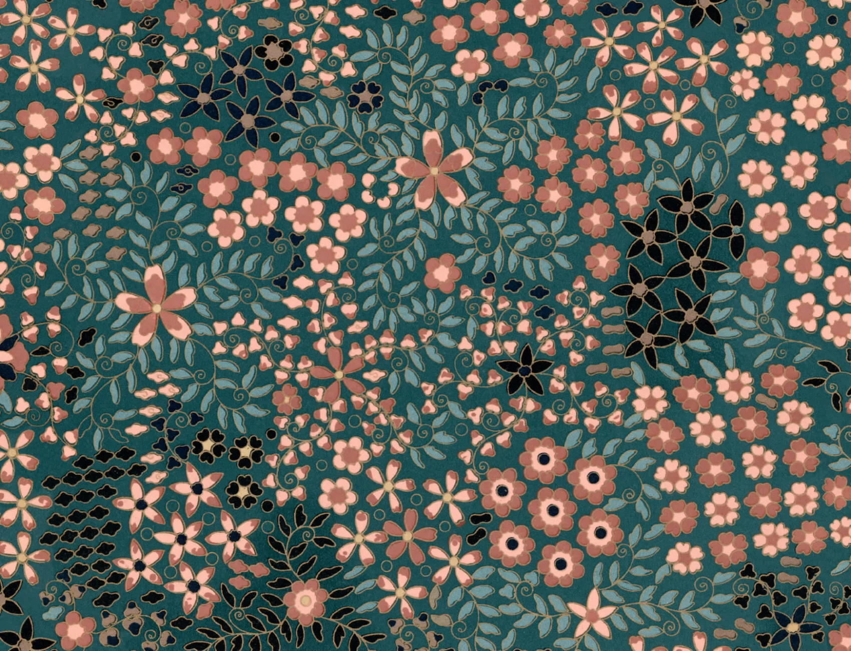 G.A. Audsleys 1884 Japanisches Florales Druckwiederholendes Muster Tapete