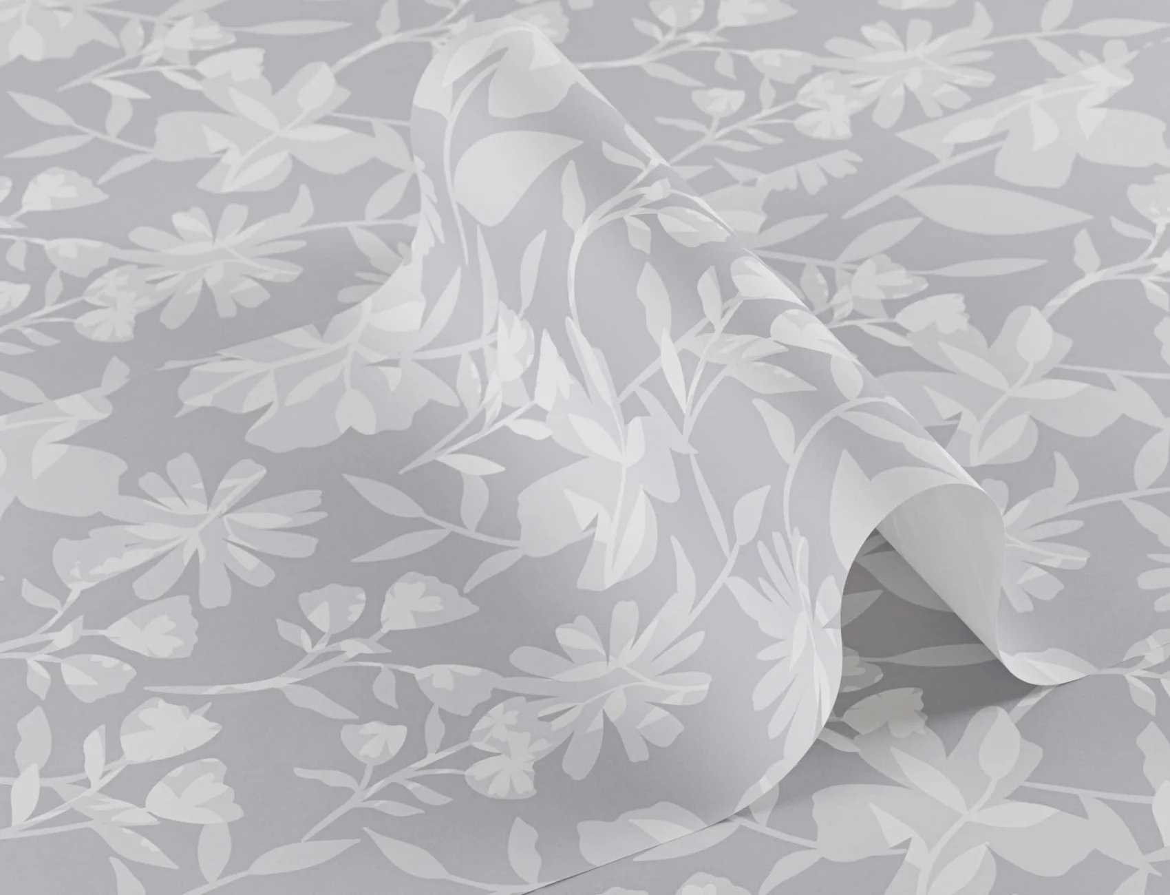 Gray Tones Floral Repeat Pattern Wallpaper