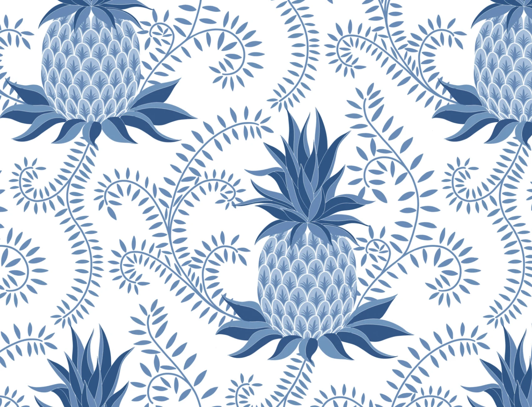 Albastru Vintage Pineapple repeta model tapet