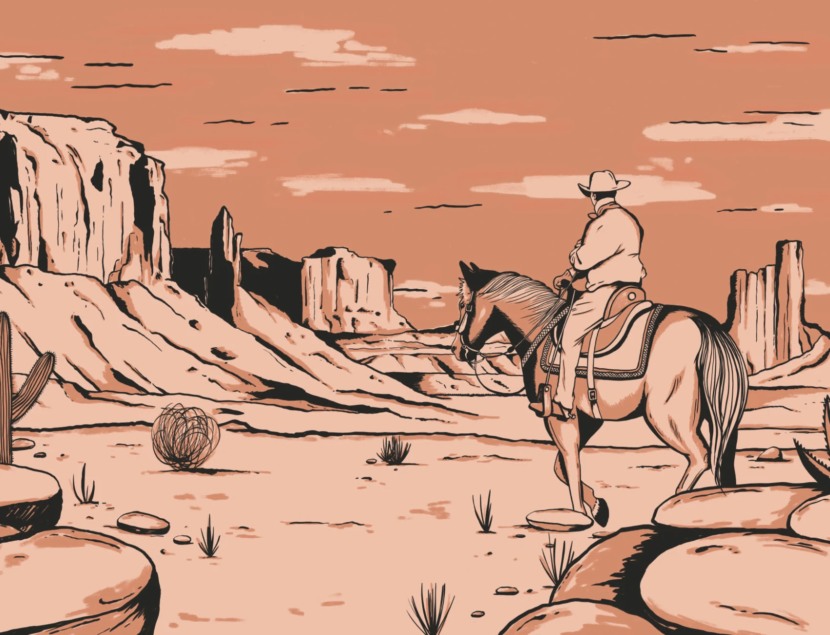 Vest sălbatic Cowboy Horse Wallpaper Mural