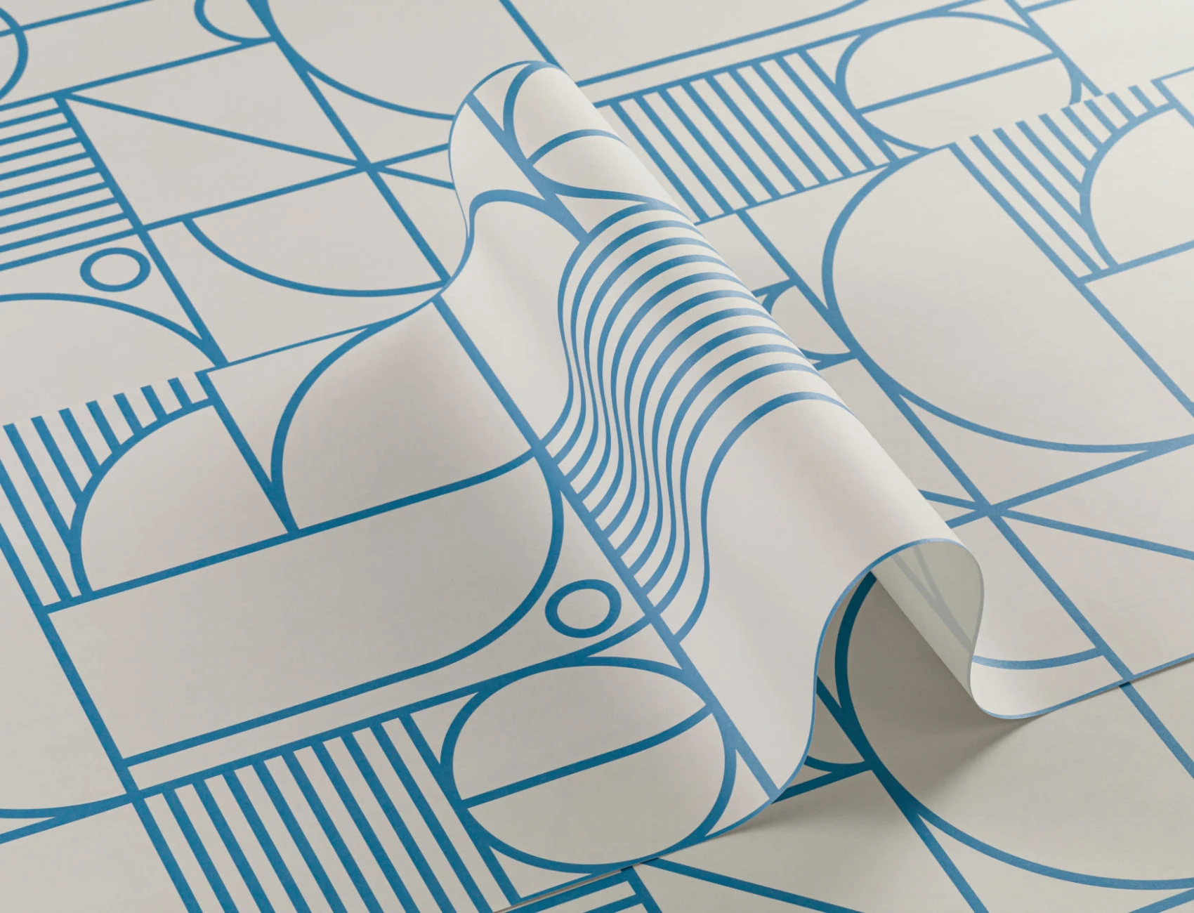 Sininen ja valkoinen geometrinen Grid Lines tapetti