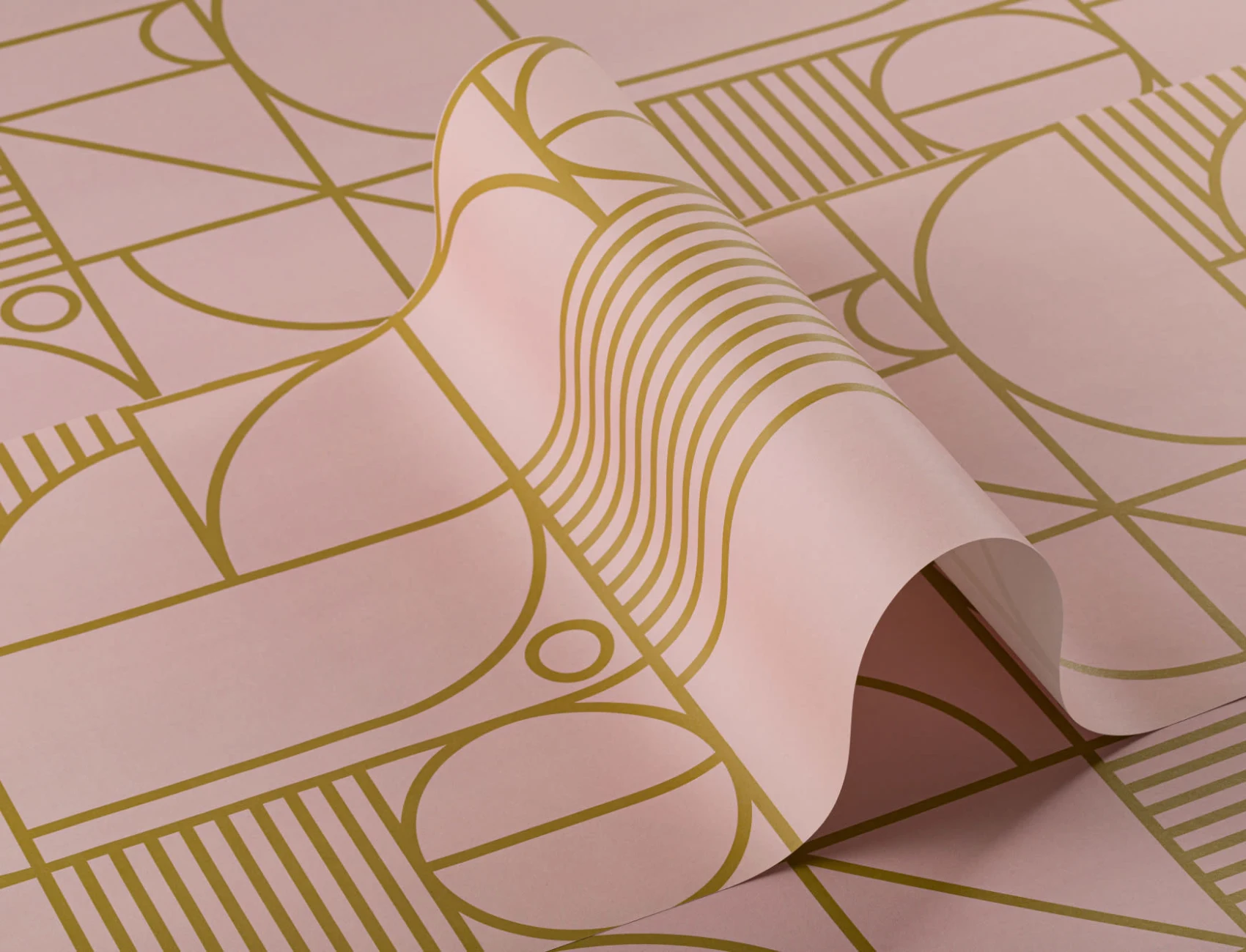 Vaaleanpunainen ja kultainen geometrinen Grid Lines tapetti