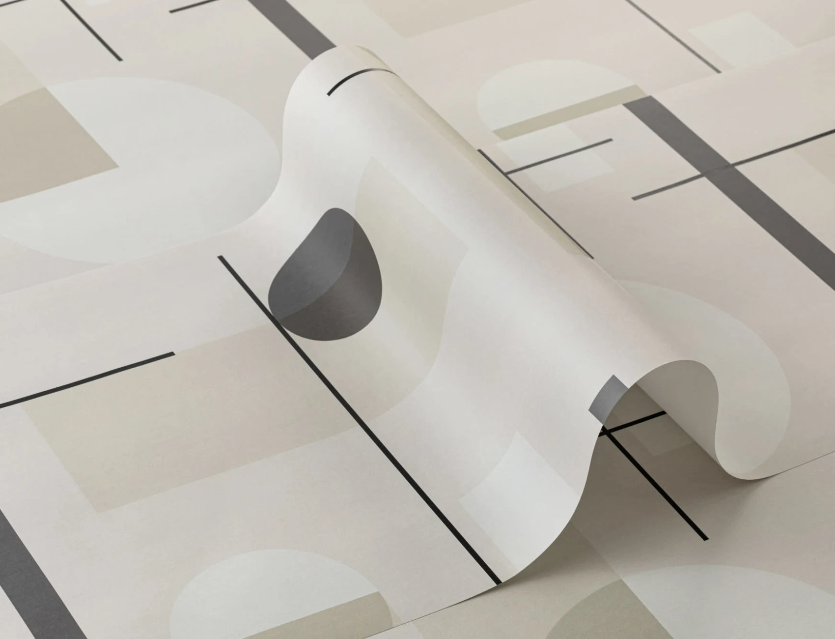 Mid Century Abstract Geometric Repeat Pattern Wallpaper