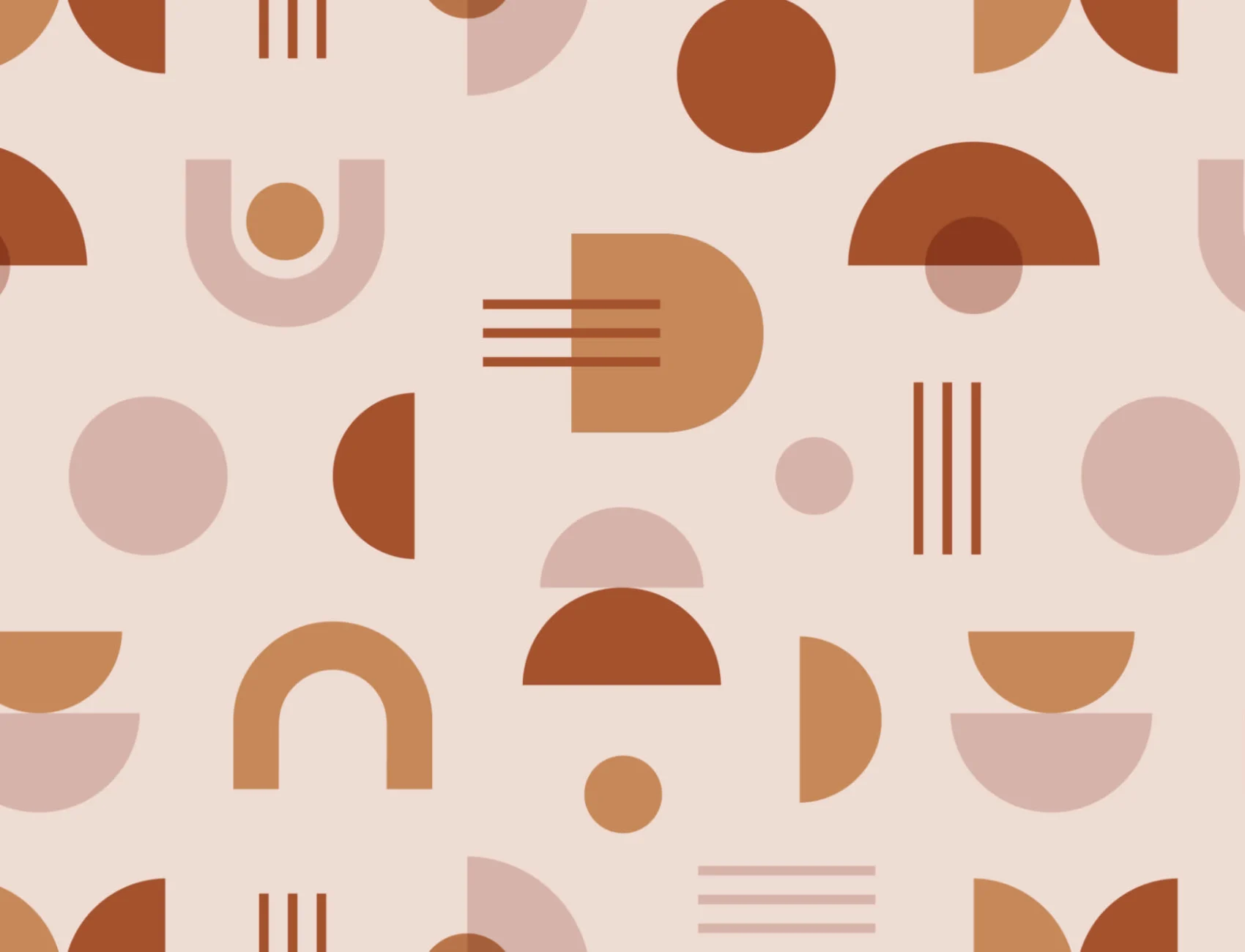 Carta da Parati Beige e Marrone a Motivi Geometrici in Stile Moderno di Metà Novecento