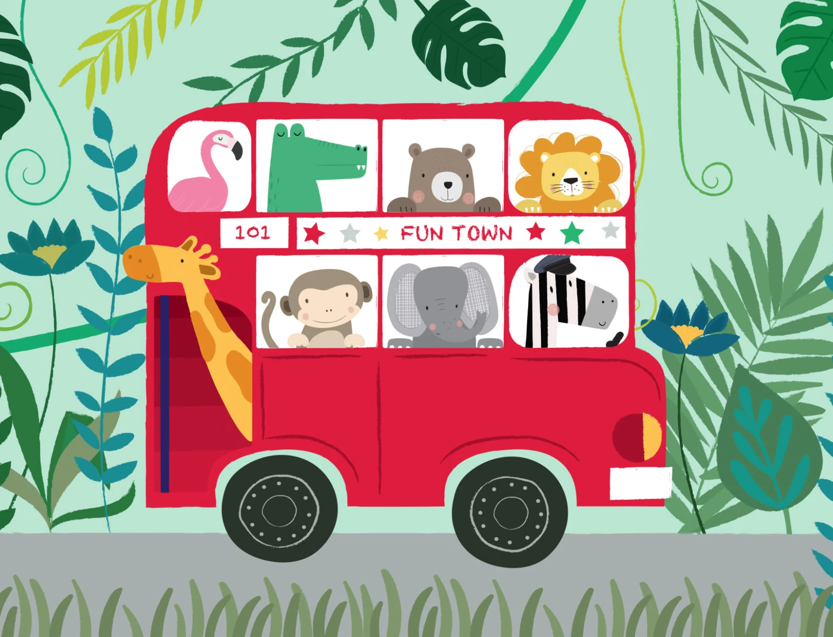 Routemaster Safari Animals Wallpaper Mural