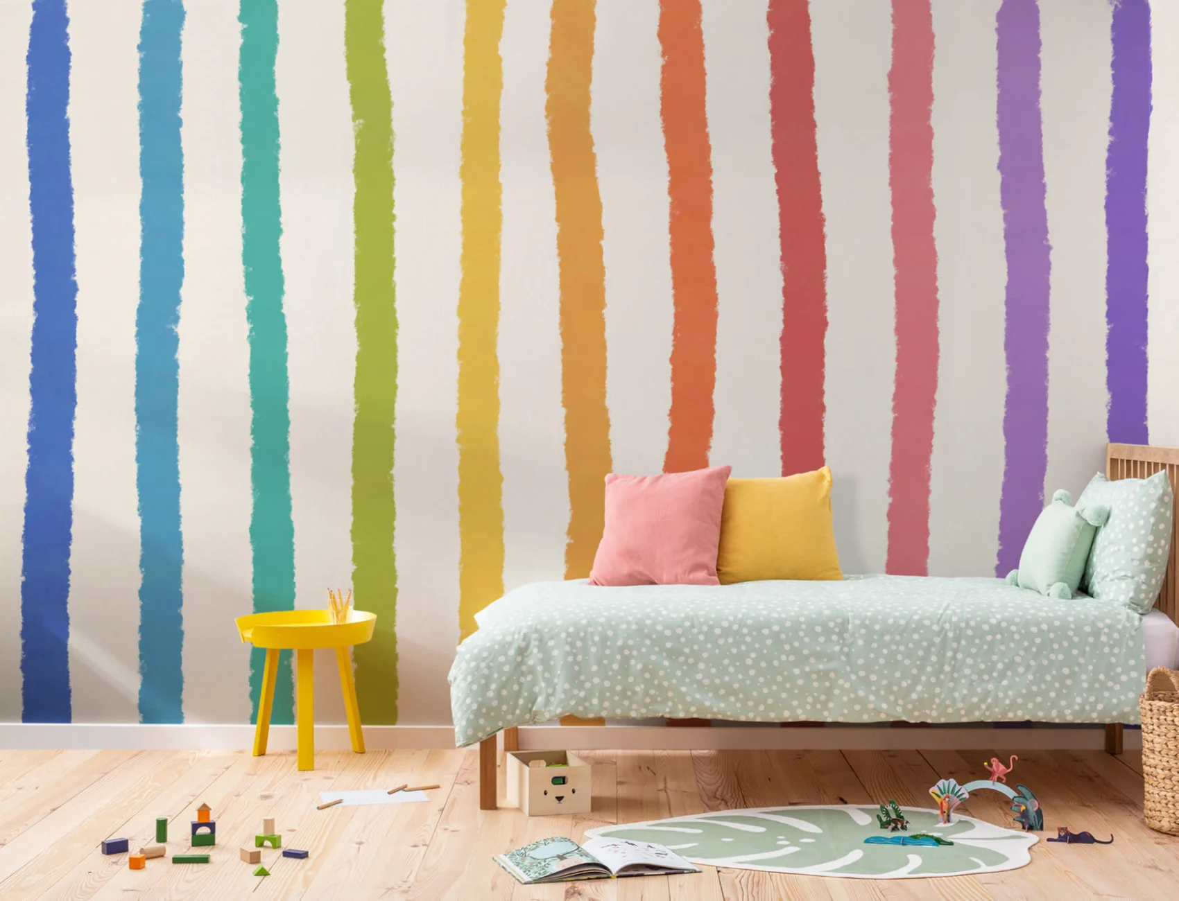 Papel de parede Mural Rainbow Crayon às riscas