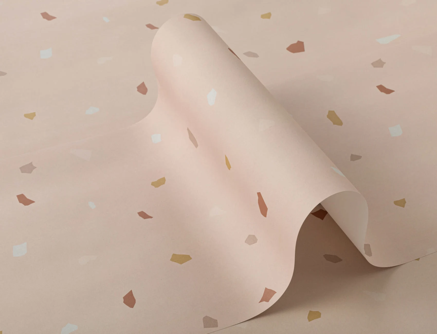 Pink and Neutral Minimal Terrazzo Repeat Pattern Wallpaper