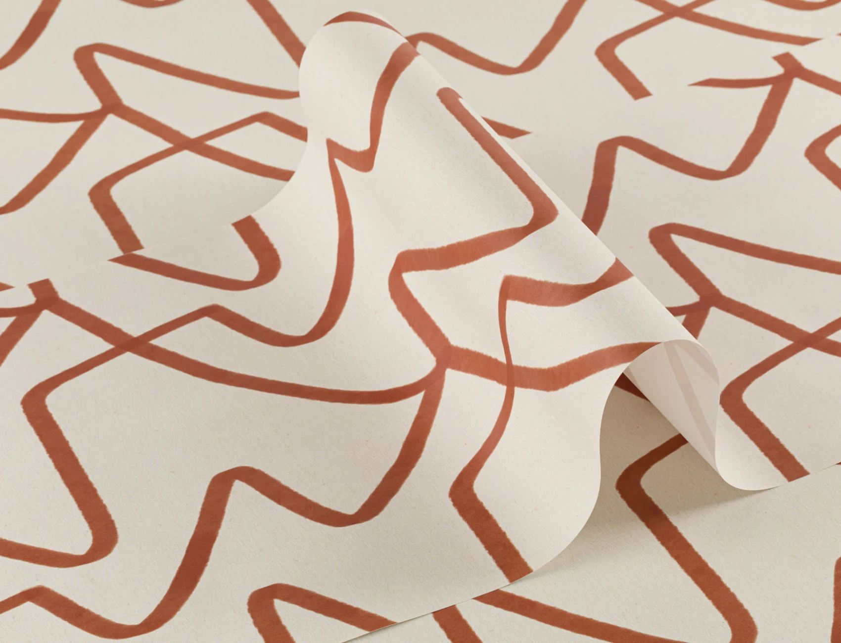 Nøytral Terracotta Abstrakt Linjer tapet