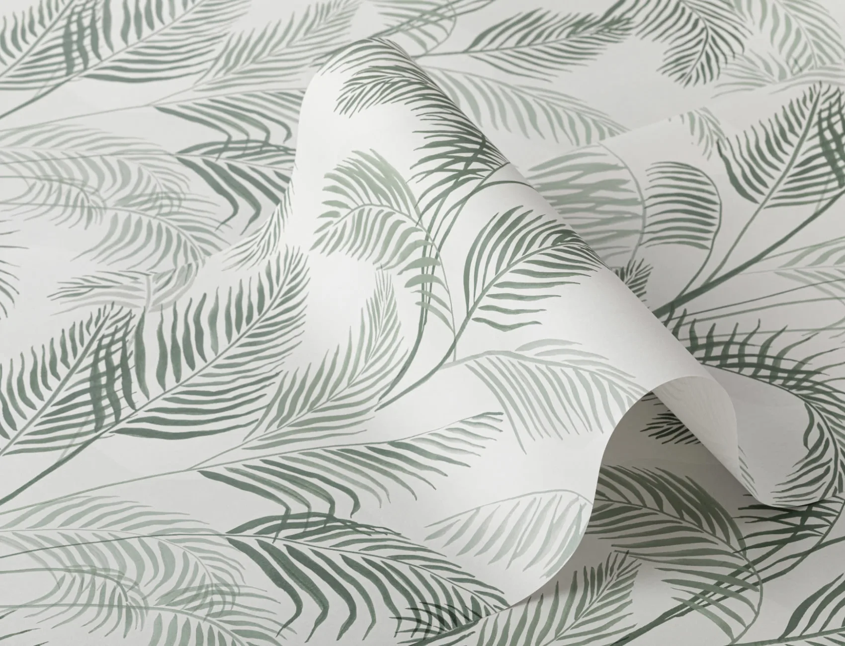 Grön akvarell Palm Leaf Repeat Pattern Wallpaper