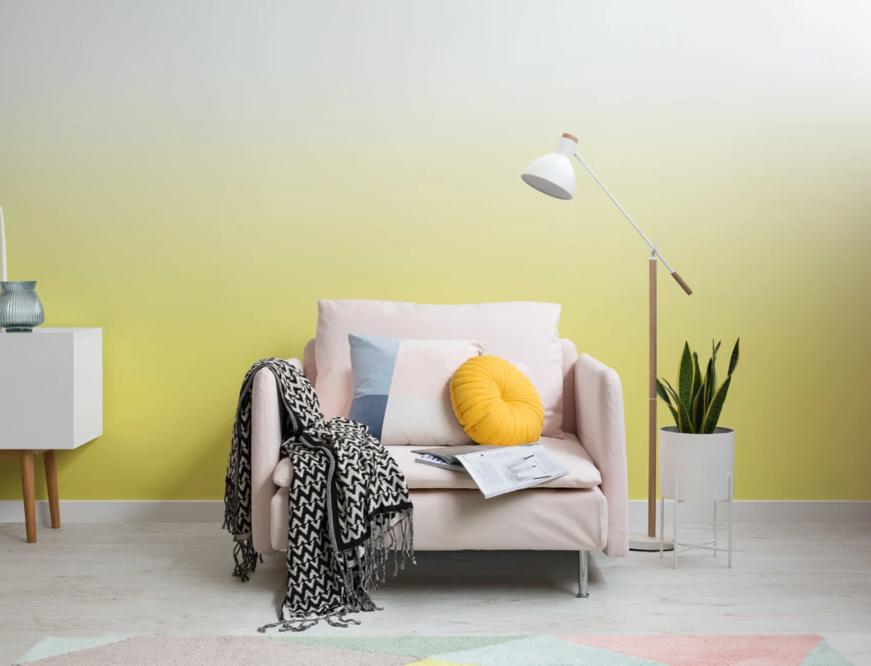 Bright Yellow Ombre Wallpaper Mural