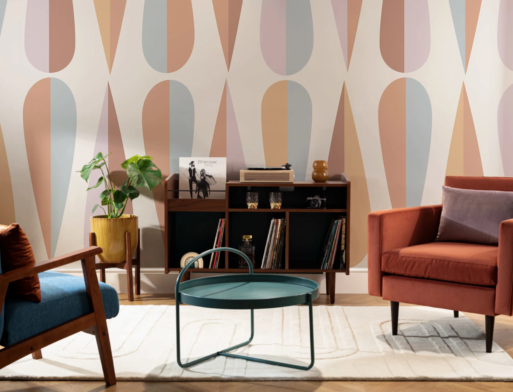 Pastel Retro Teardrop Wallpaper Mural