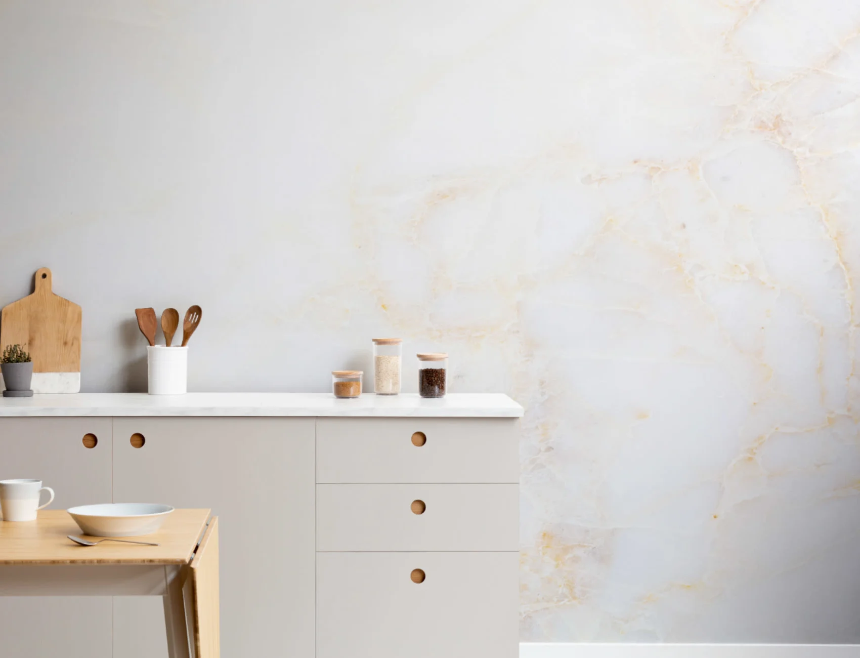 Wit & Goud Marmer Muurschildering