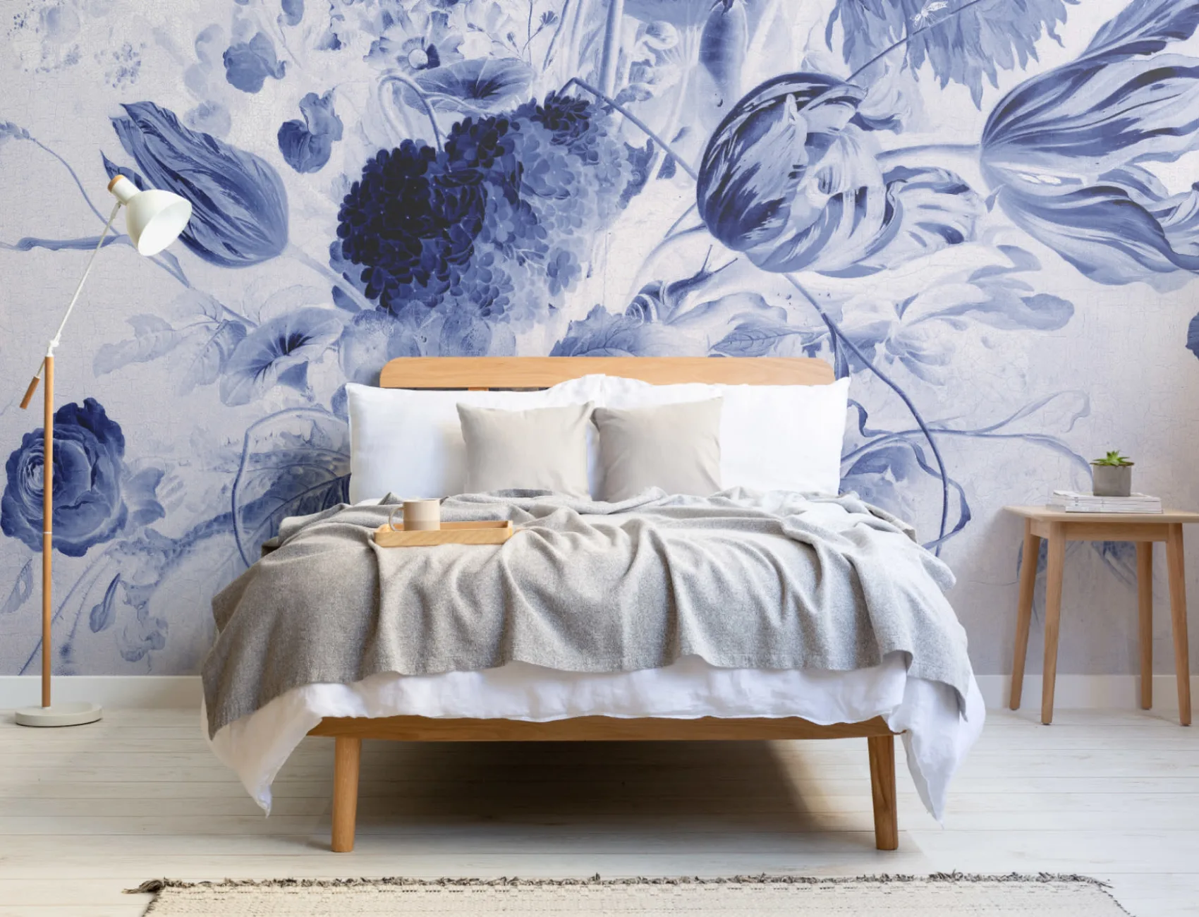 Albastru Delft de Heem Floral Wallpaper Mural