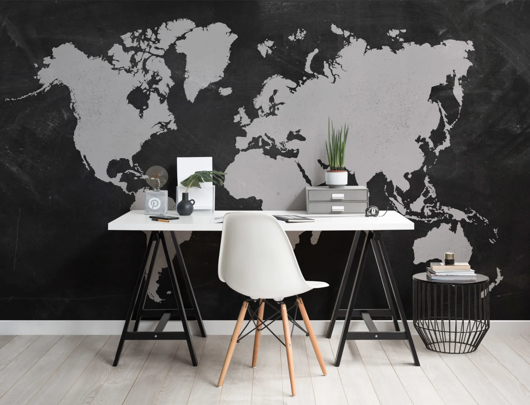 Chalkboard World Map Wallpaper Mural