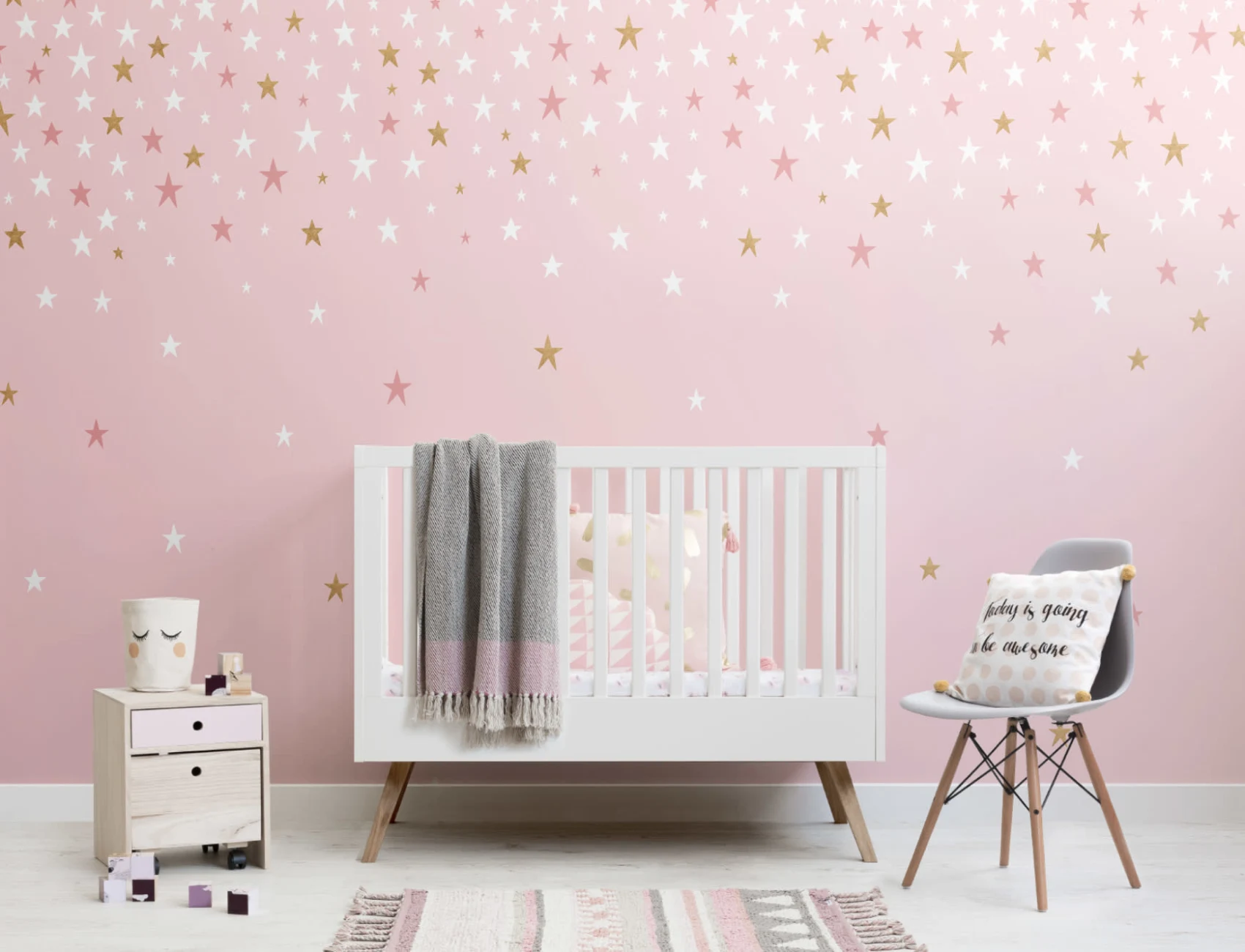 Falling Pink Stars Wallpaper Mural