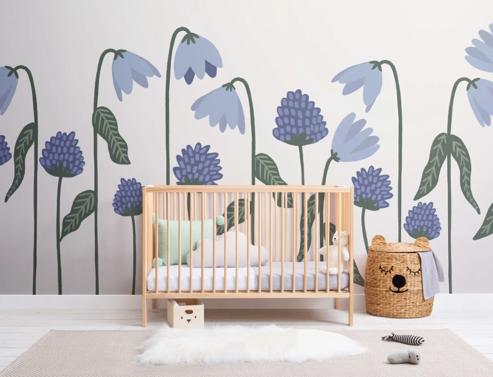 Mural de papel de parede floral Bluebells