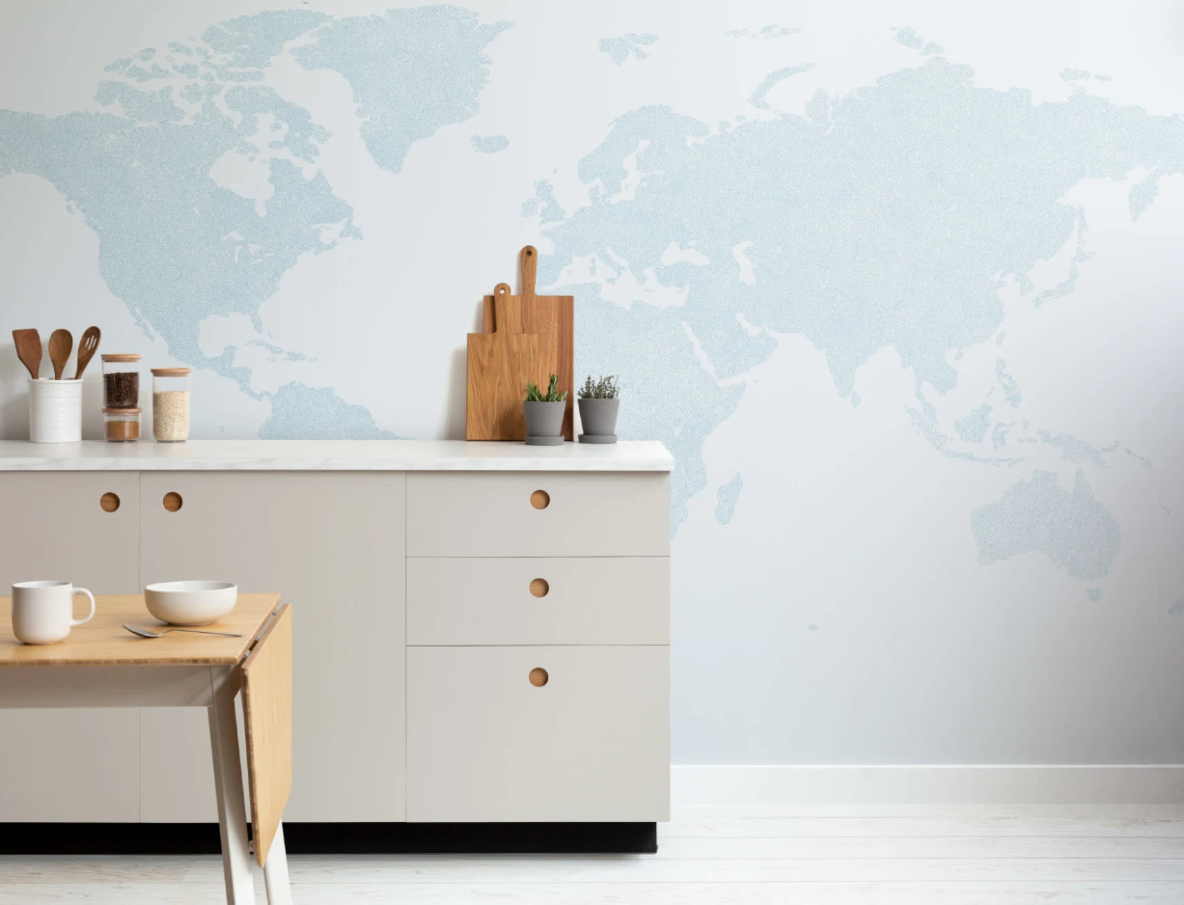 Blue Abstract Vector World Map Wallpaper Mural