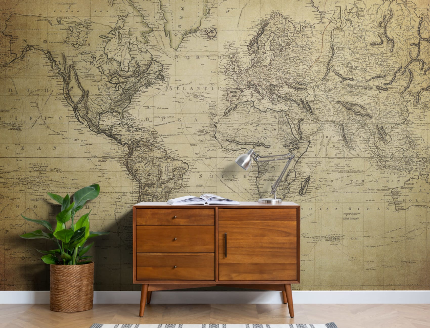 Mapa envelhecido antigo Papel de parede mural