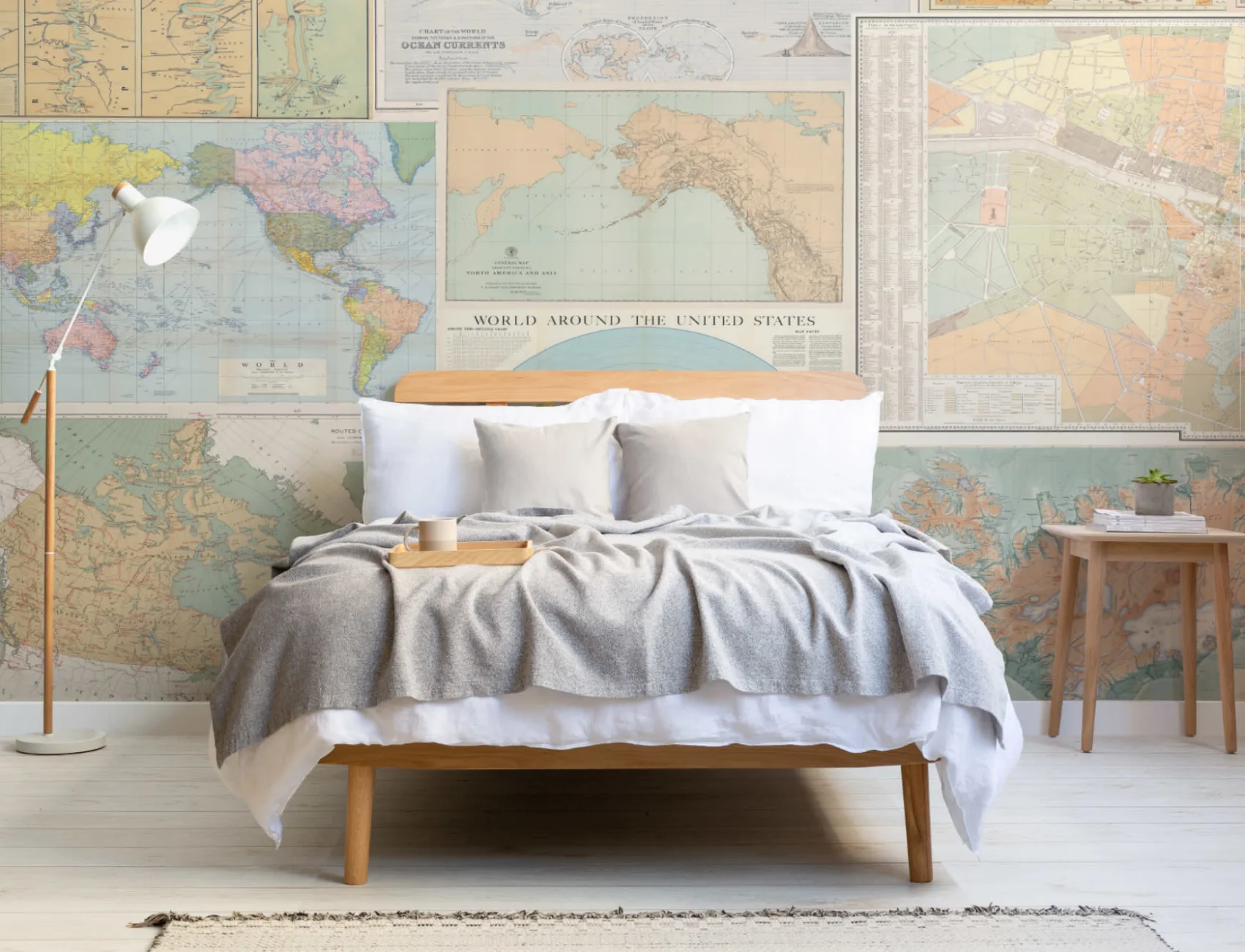 Vintage World Map Colaj Wallpaper Mural