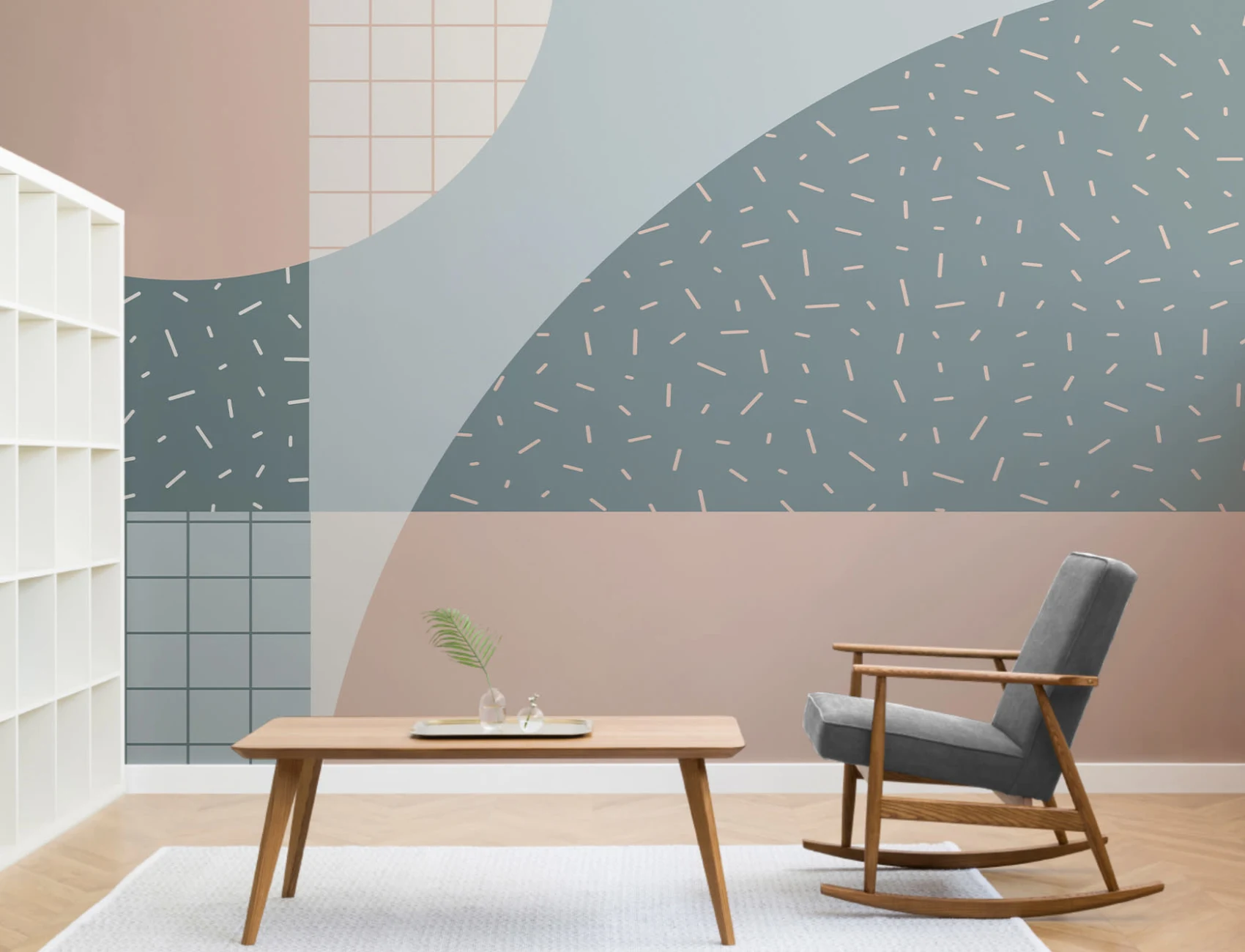 Memphis 80s Pastel Blue & Pink Geometric Wallpaper Mural