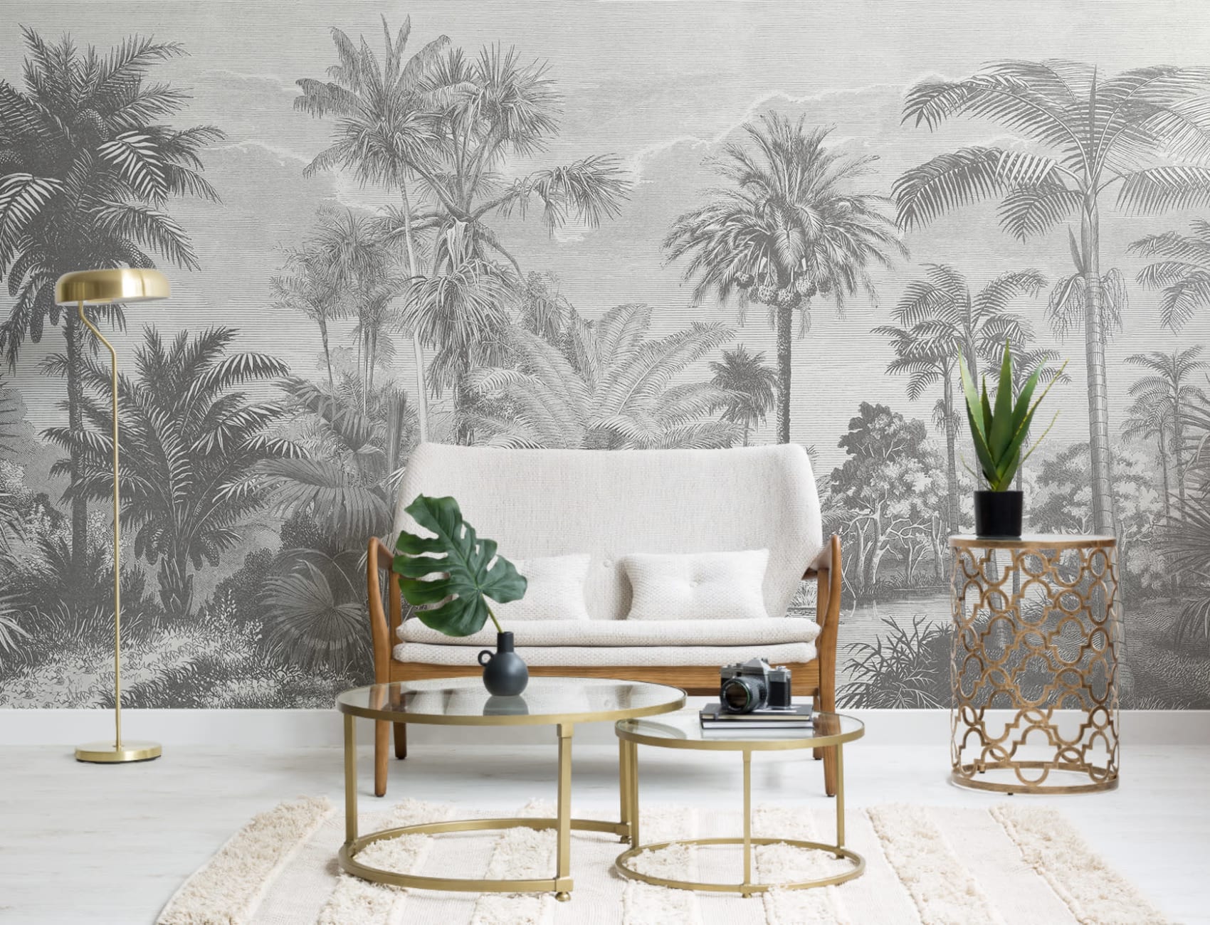 Monocrom Vintage Jungle Wallpaper Mural
