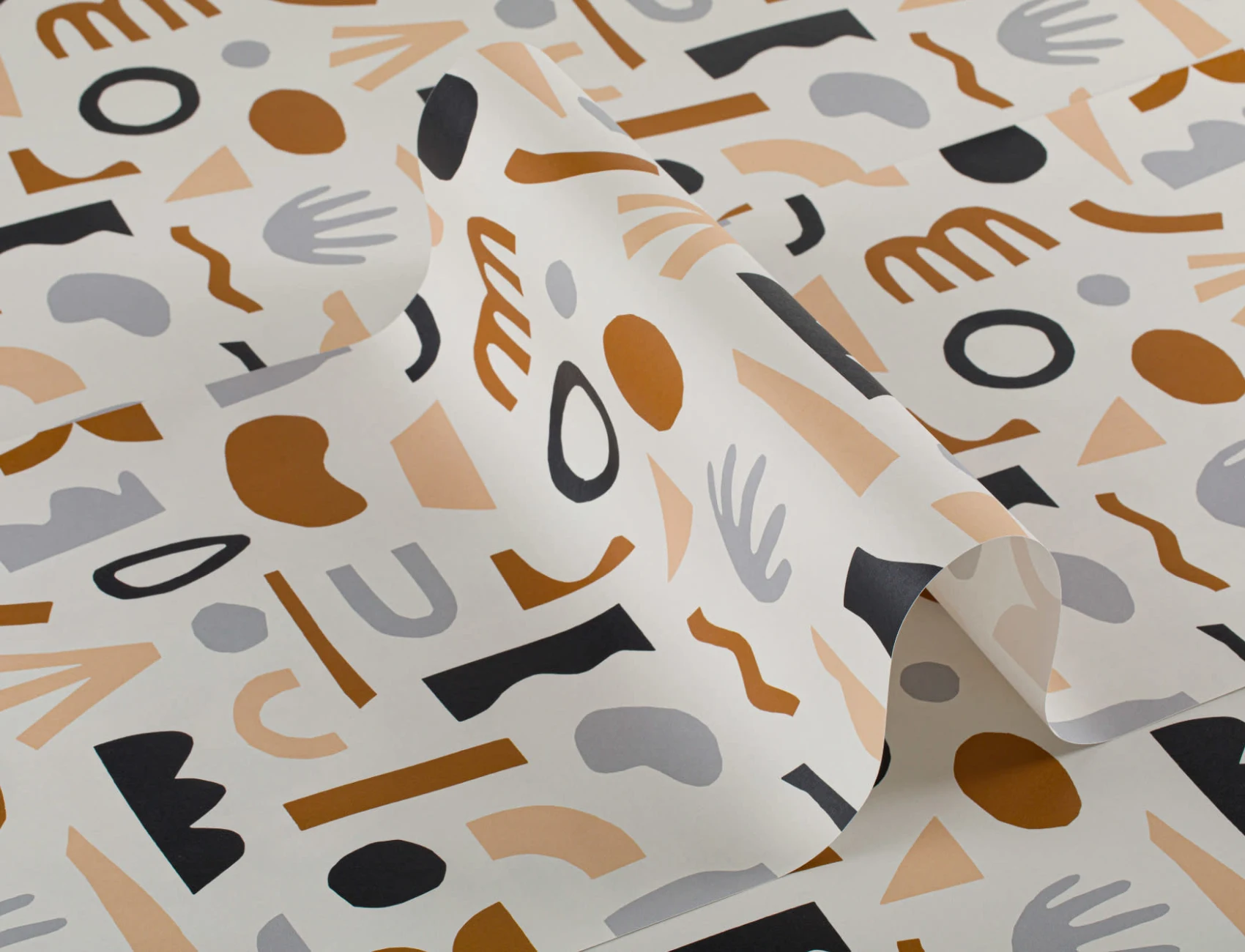 Marine & Neutraal Abstracte Vormen Herhaal Patroon Behang