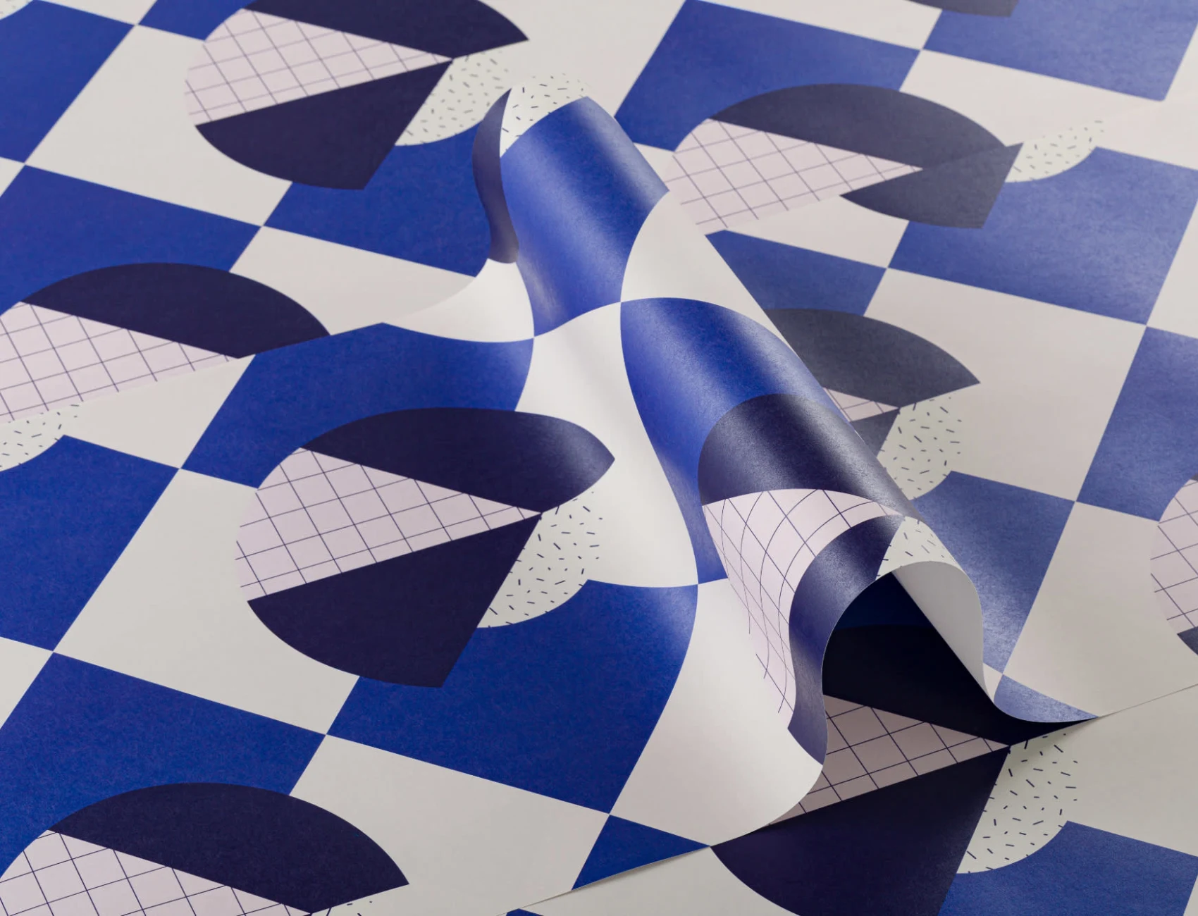 Memphis Blauw & Roze Geometrisch Herhaalpatroon Behang