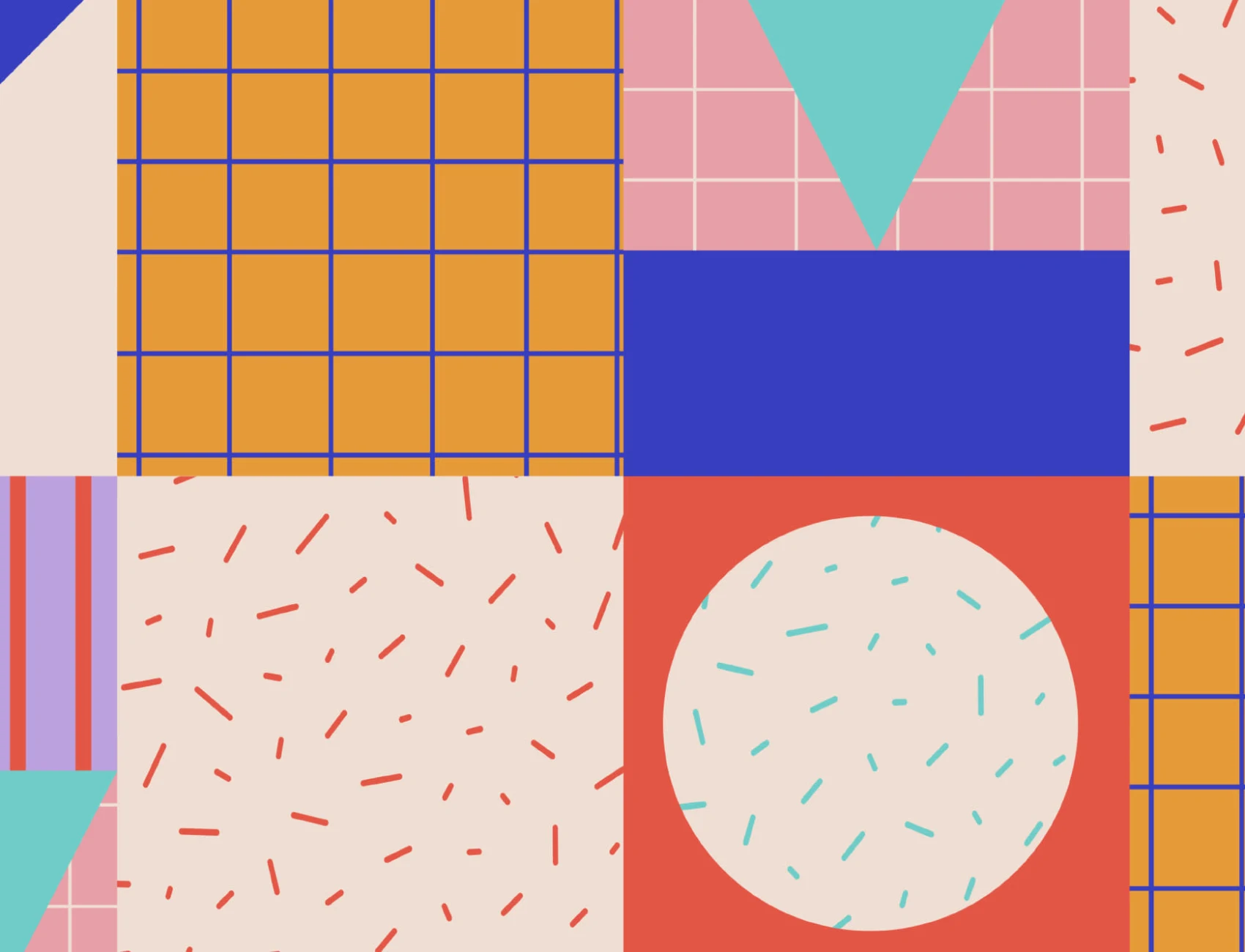 Memphis Colorful Geometric Repeat Pattern Wallpaper