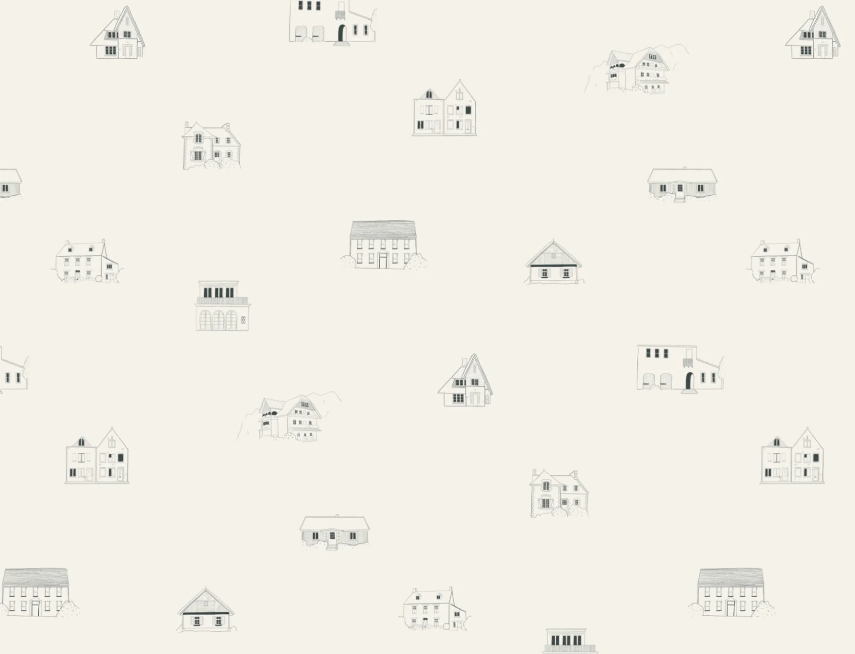 Small Illustrated House Repeat Pattern Wallpaper