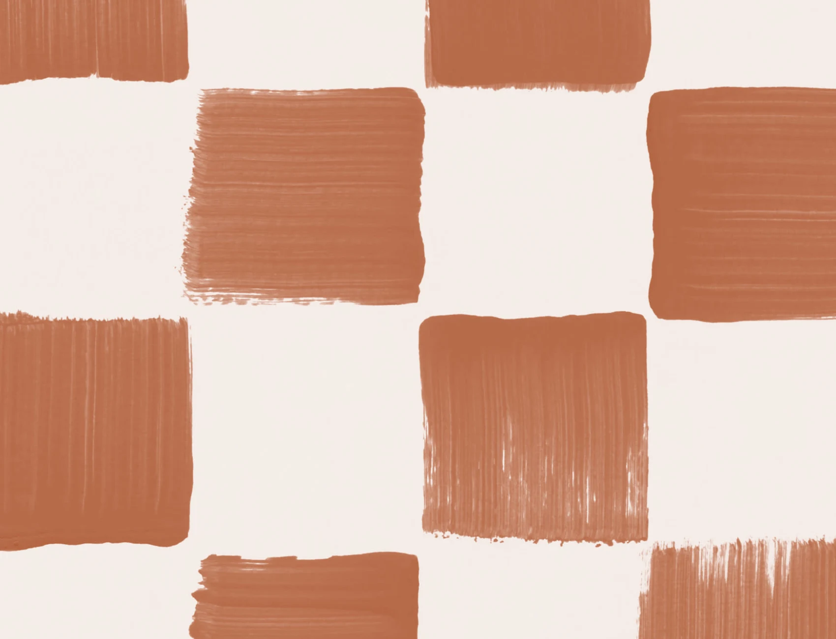 Burnt Orange Hand Painted Checkered Wallpaper