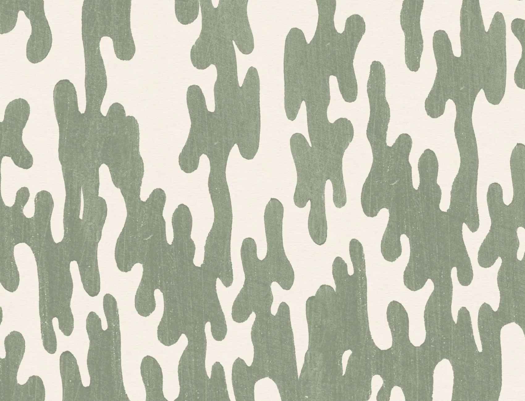 Green Japanese Wood Block Print Style Wallpaper