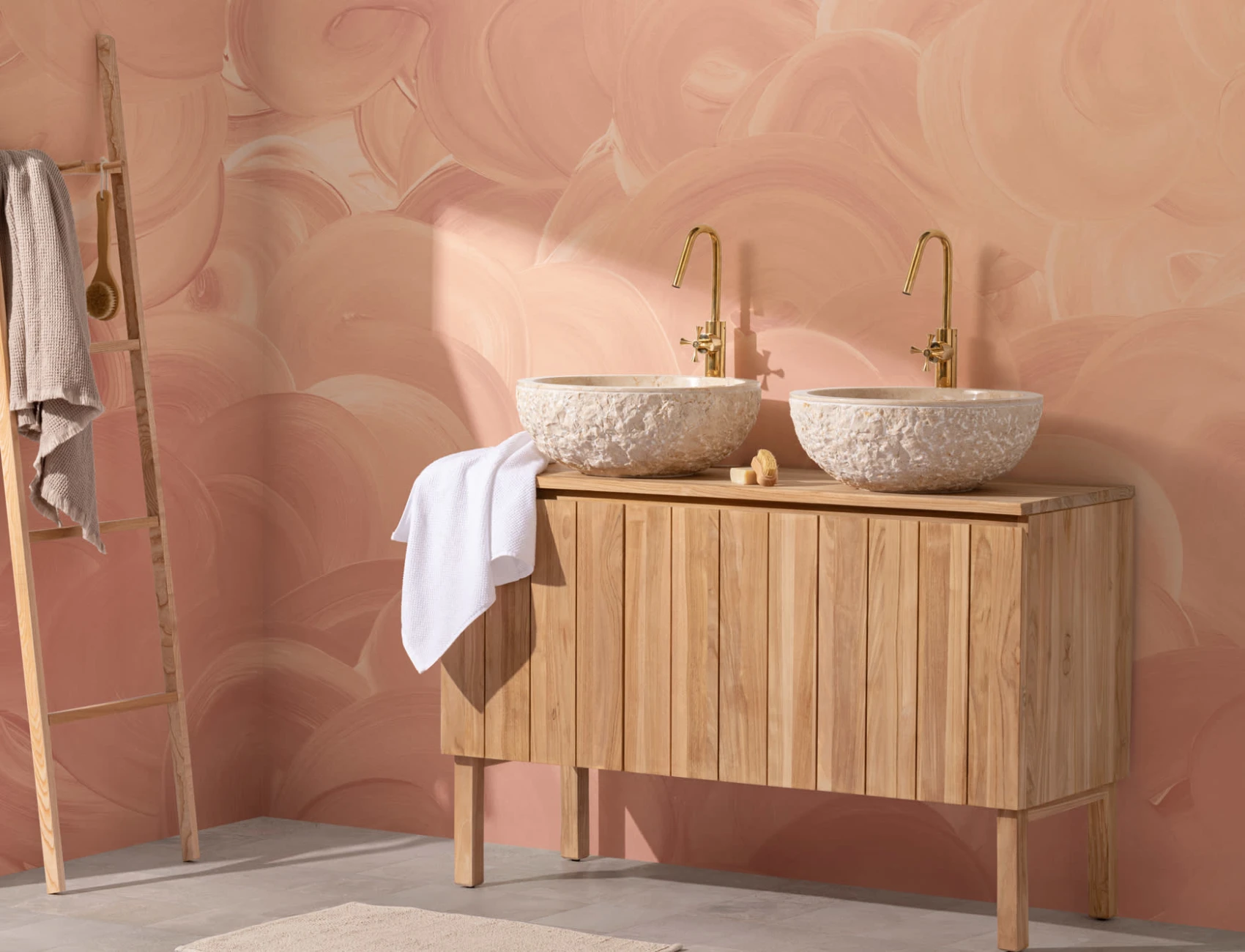 Orange Painted Swirl Brush Strokes Wall Mural