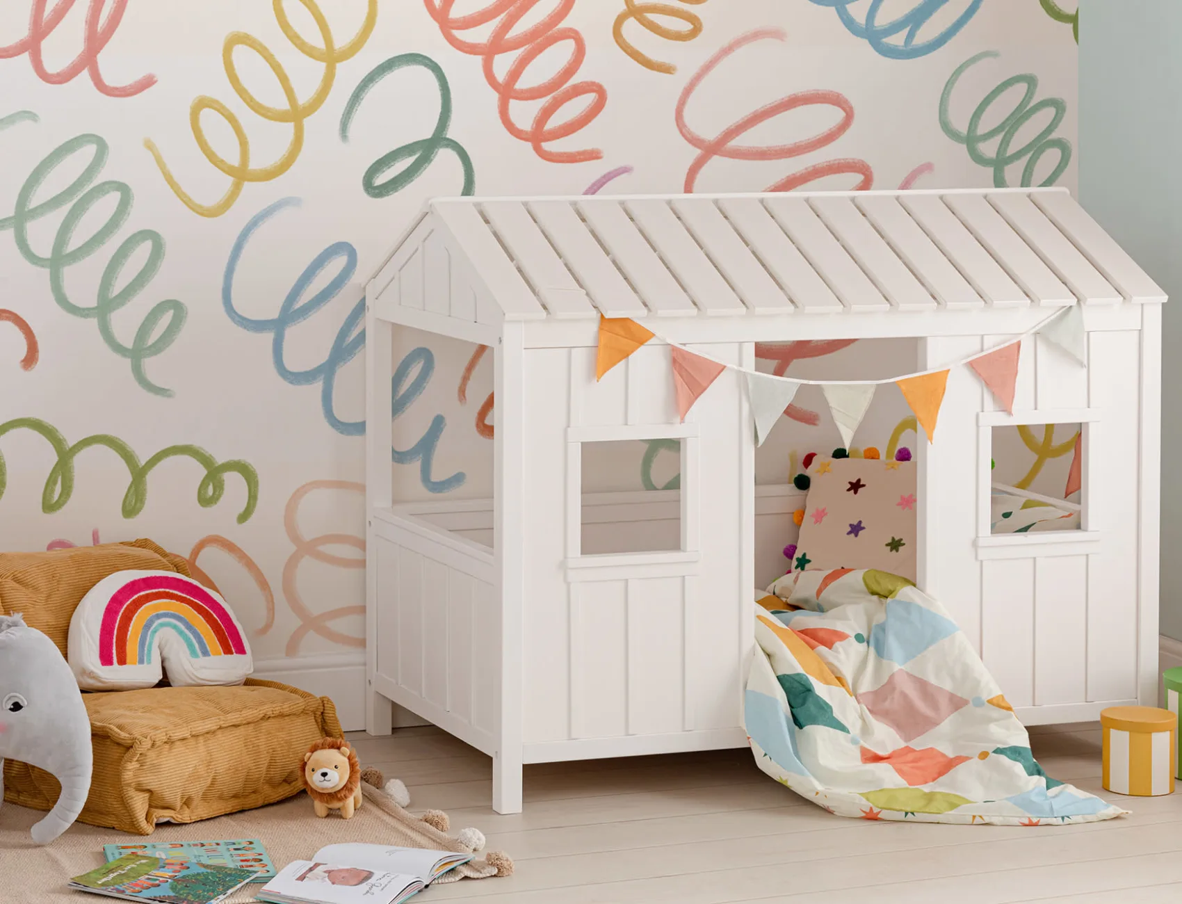 Kids Colourful Crayon Spiral Mural