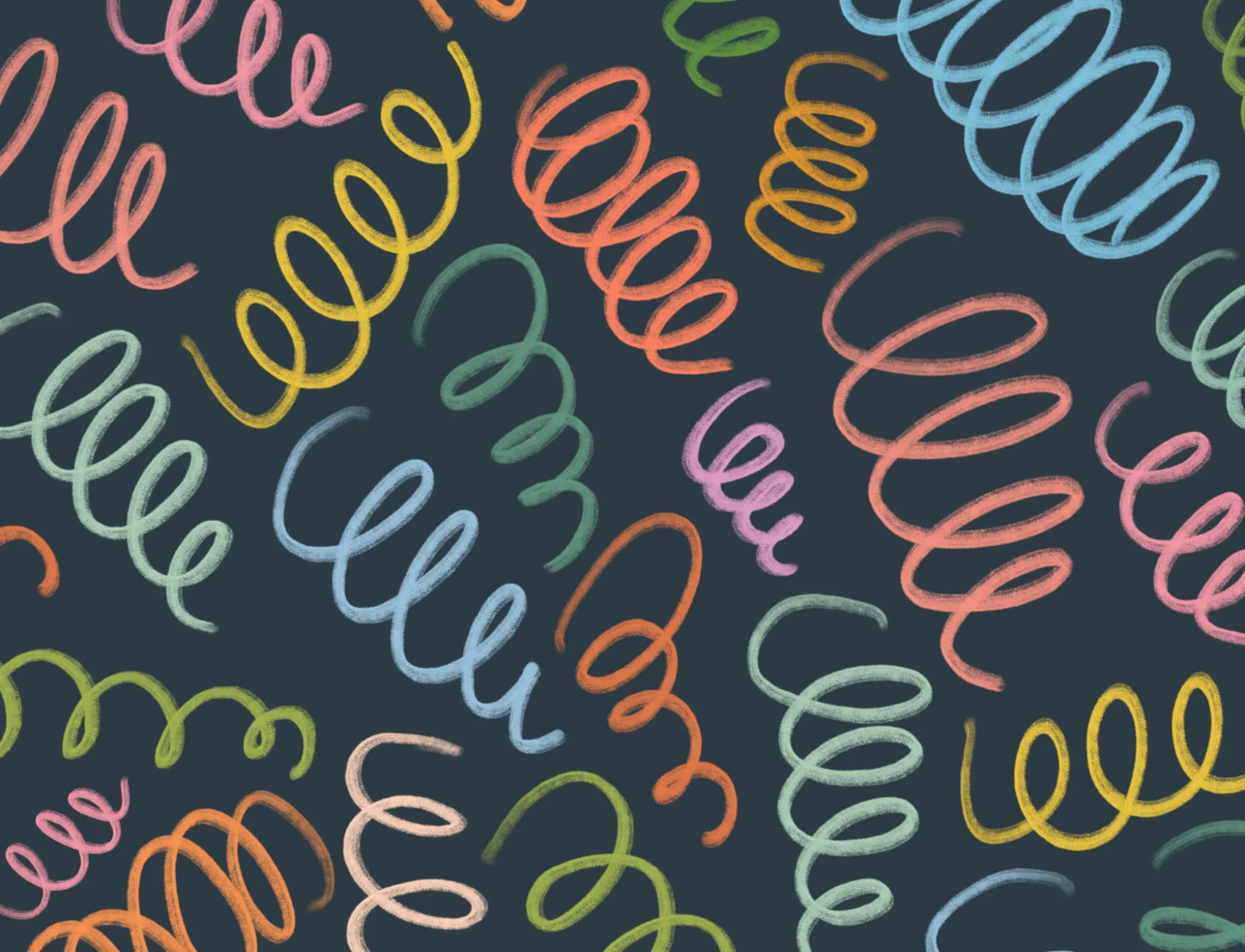 Multicolor Spring Style Squiggles Blue Wall Mural