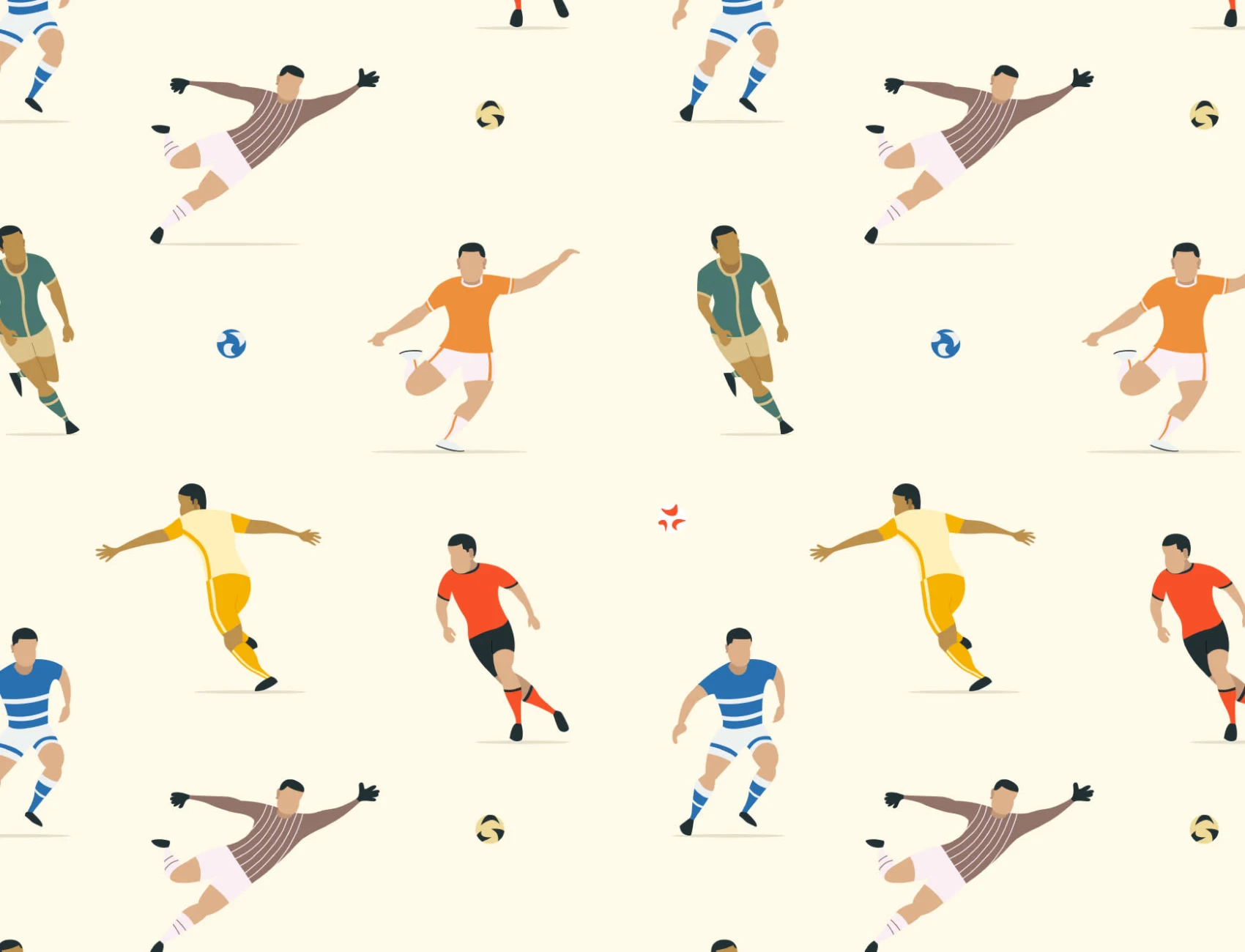 Kinderen kleurrijke voetballers behang