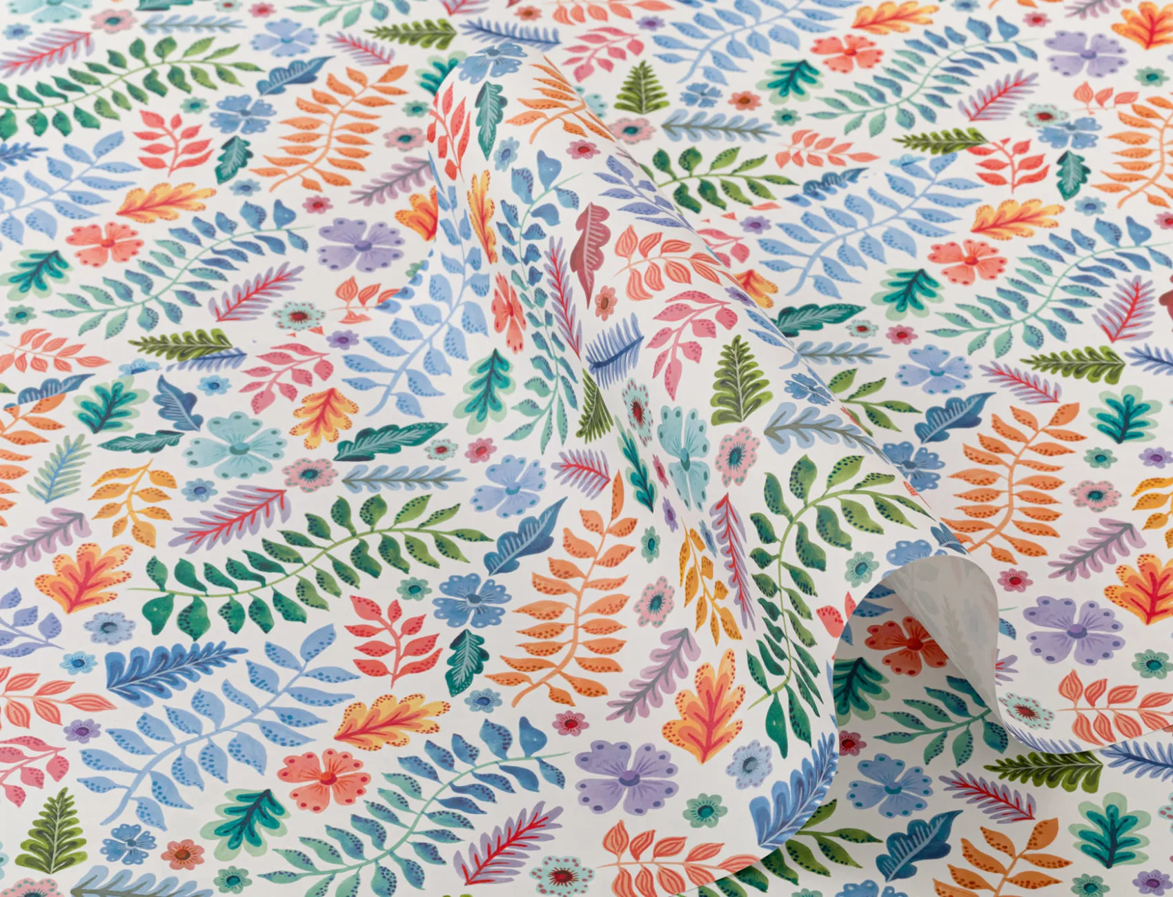 Colorful Indian Print Floral Leaf Wallpaper