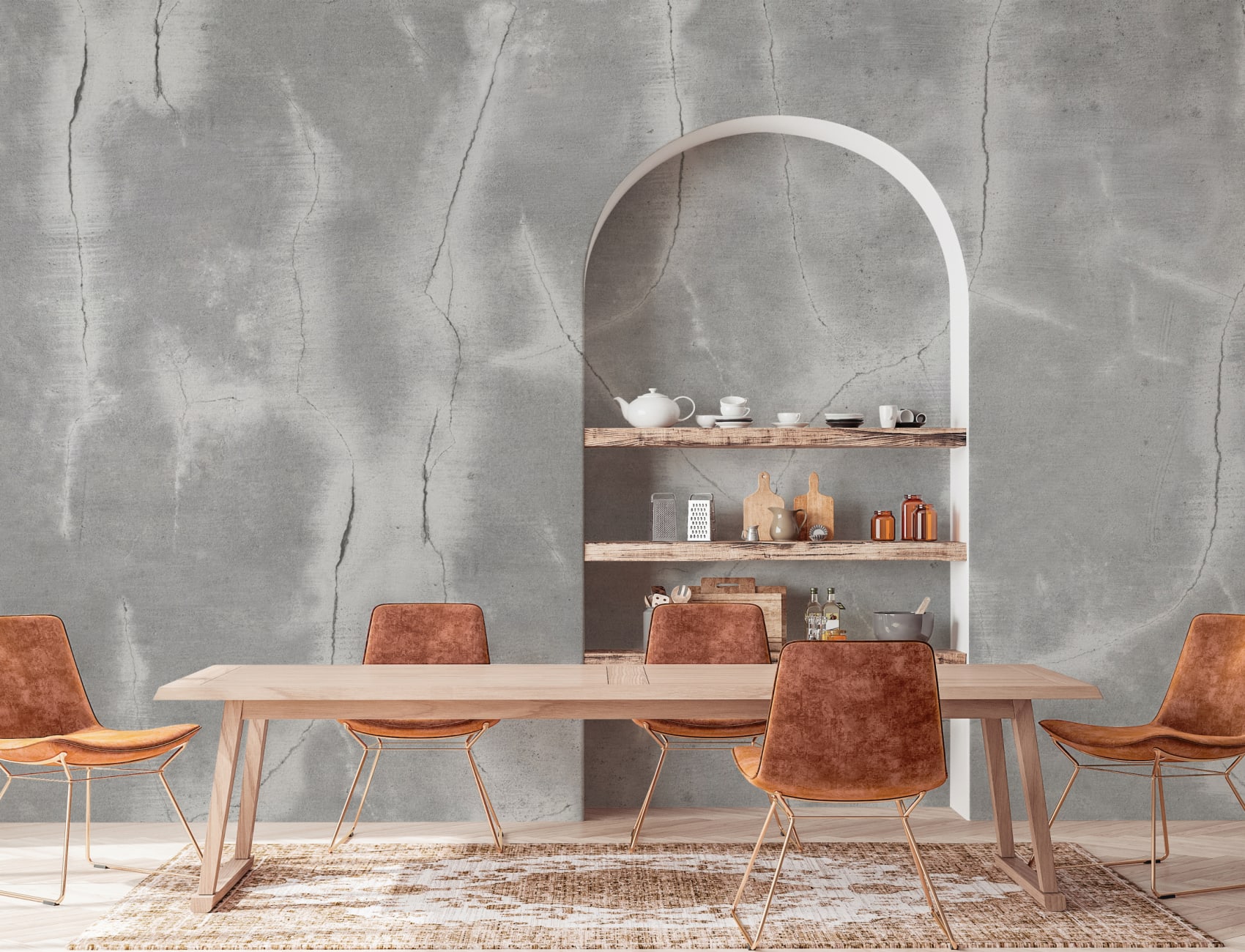 Gri deschis Cracked Concrete Wallpaper Mural