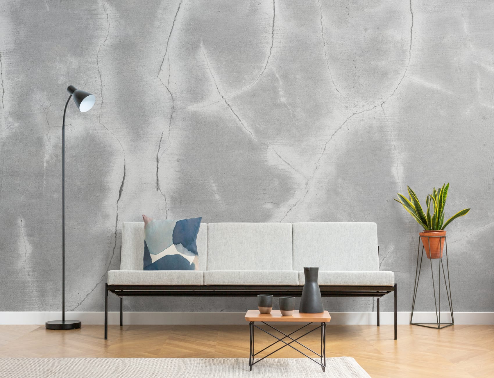 Gri deschis Cracked Concrete Wallpaper Mural