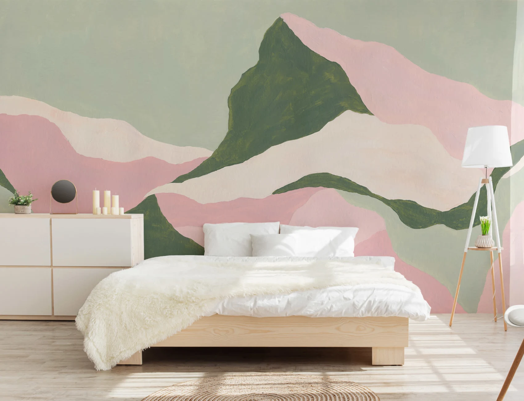Green Abstract Mountain Mural