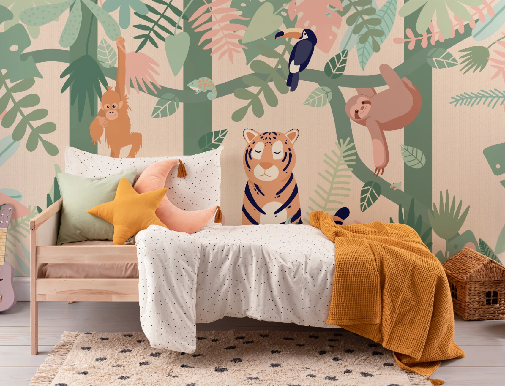 Mural de papel de parede Kids Jungle Animal Friends