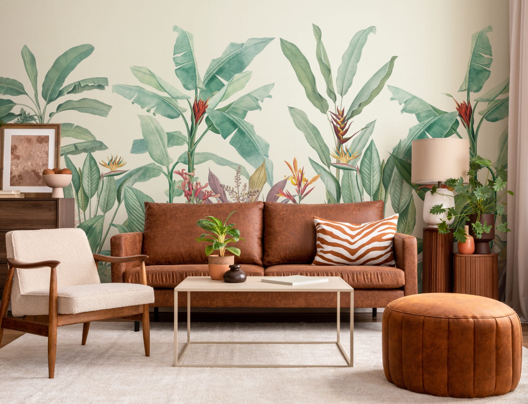 Groen Vintage Tropisch Minimalistisch Behang Muurschildering