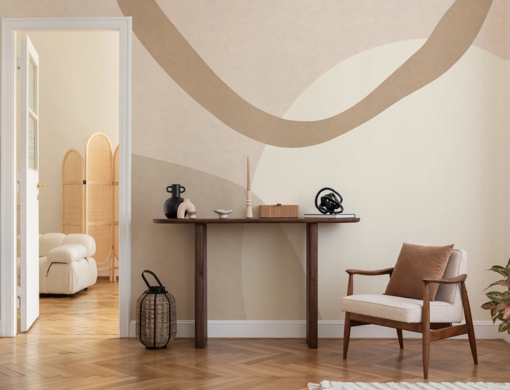 Soft Neutral Cut Out Abstract Shapes Wallpaper Mural
