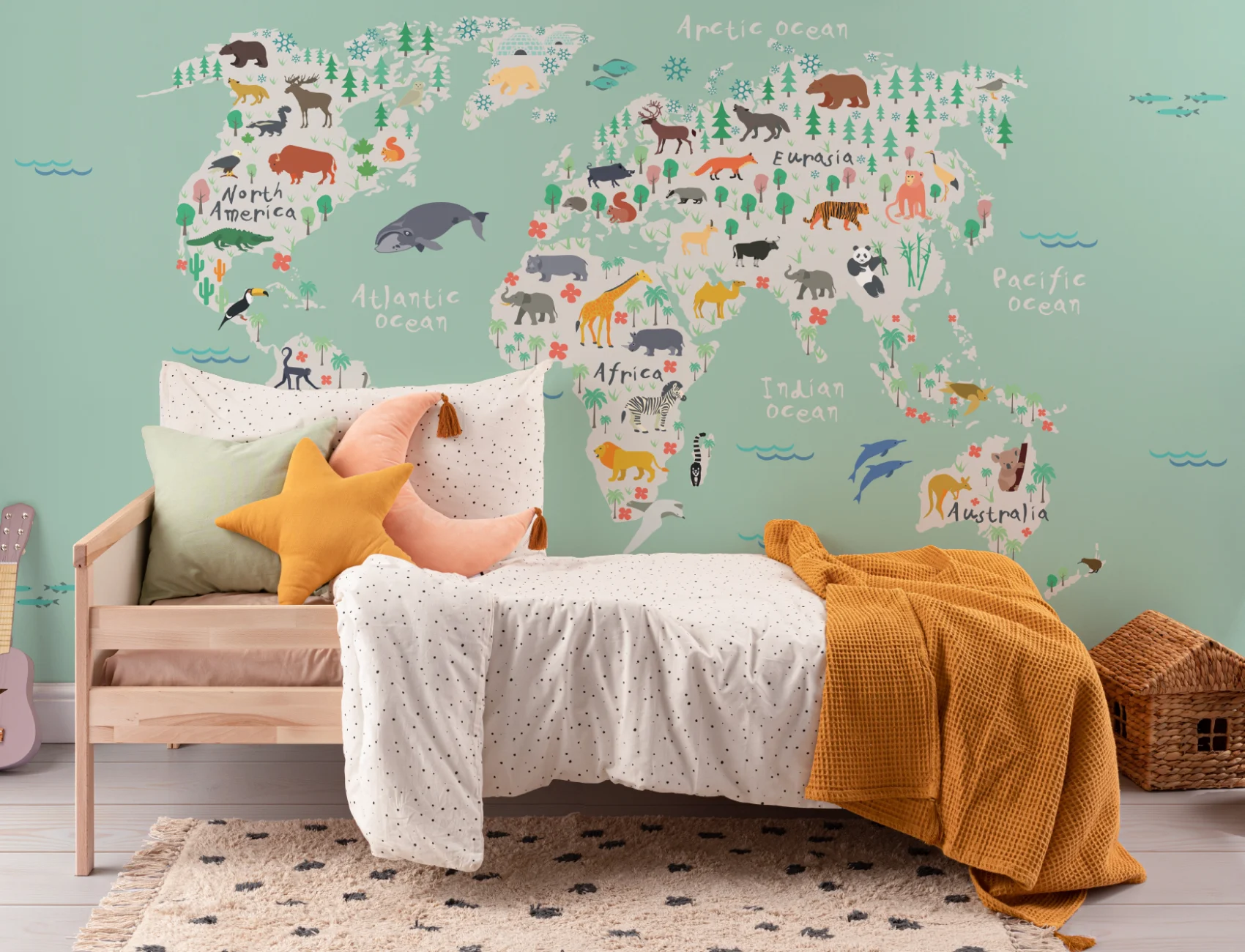 Safari Kids Map Wallpaper Mural