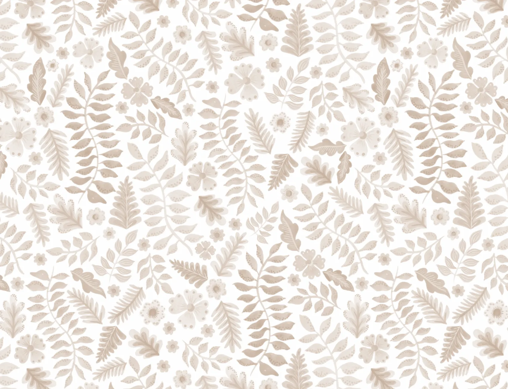 Beige Indian Print Floral Leaf Wallpaper